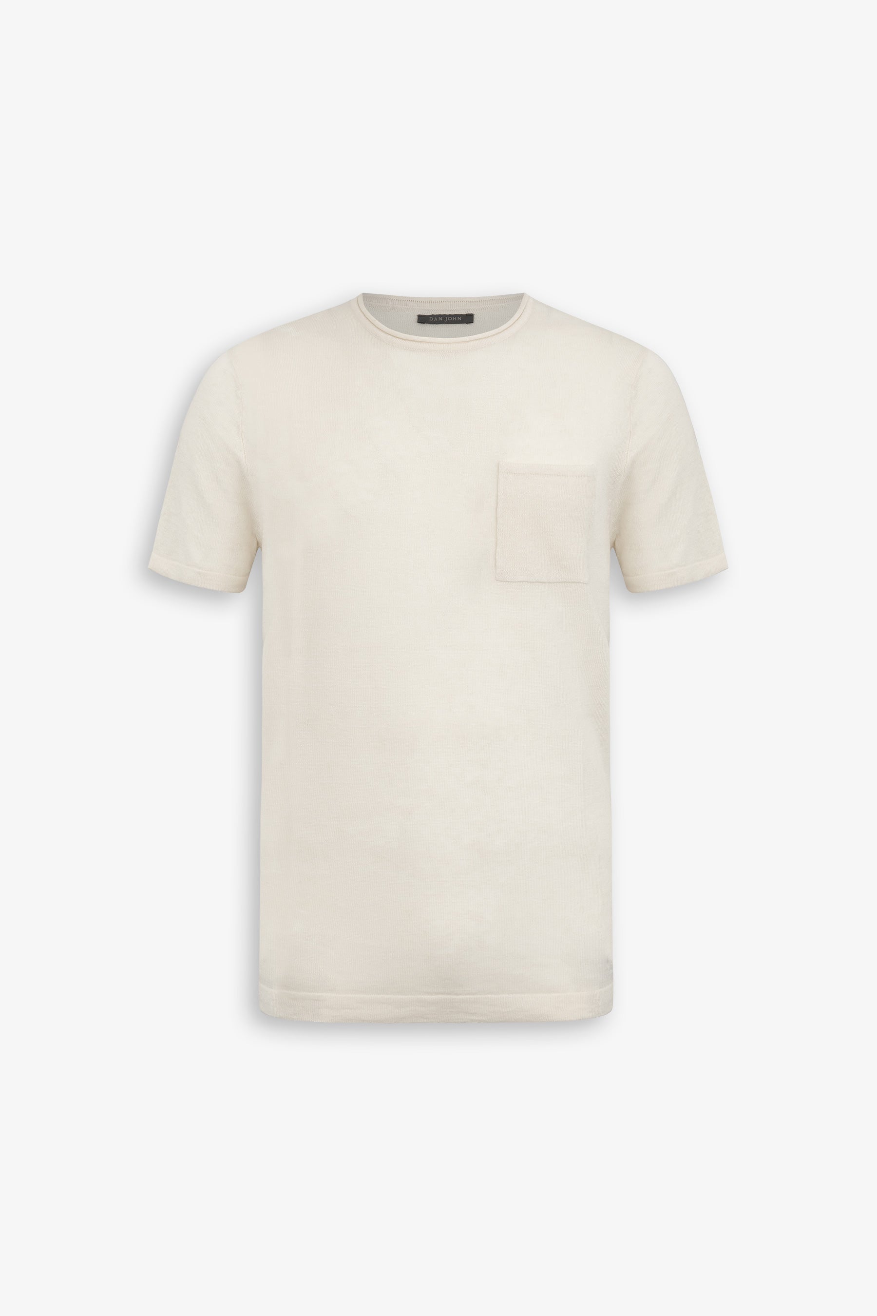 T-shirt in maglia misto lino con taschino papiro-Dan John