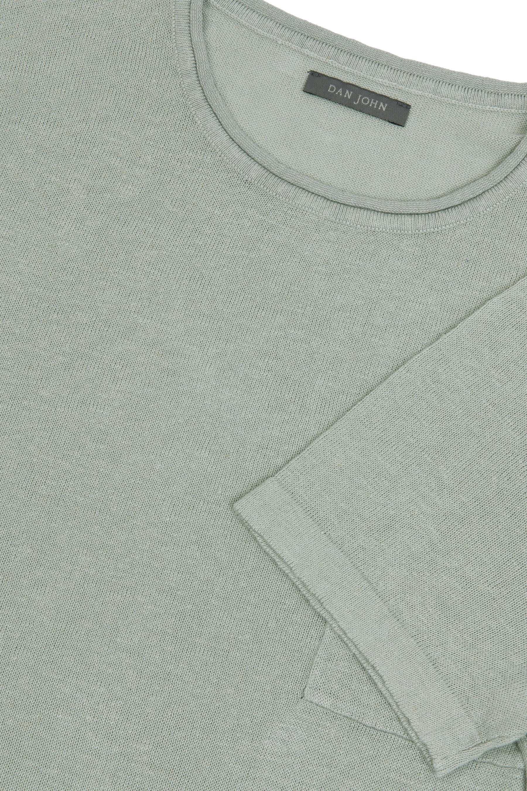 T-shirt in maglia misto lino con taschino salvia-Dan John