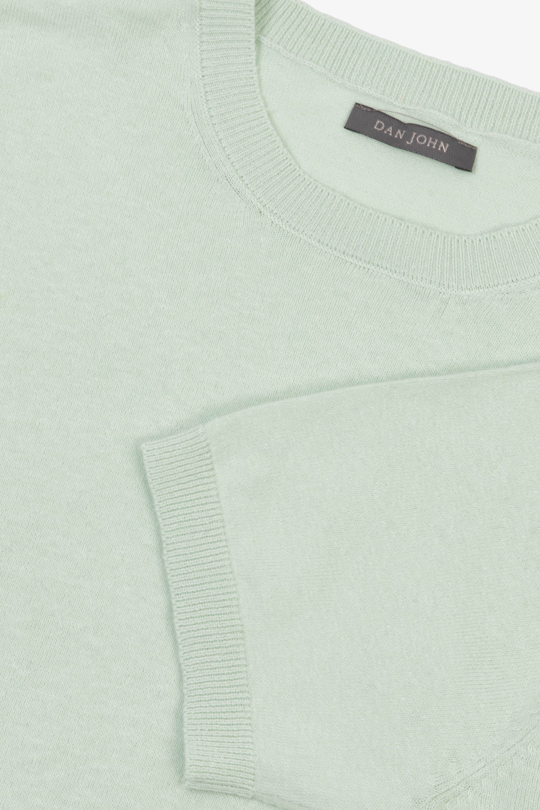 T-shirt in maglia misto lino menta-Dan John