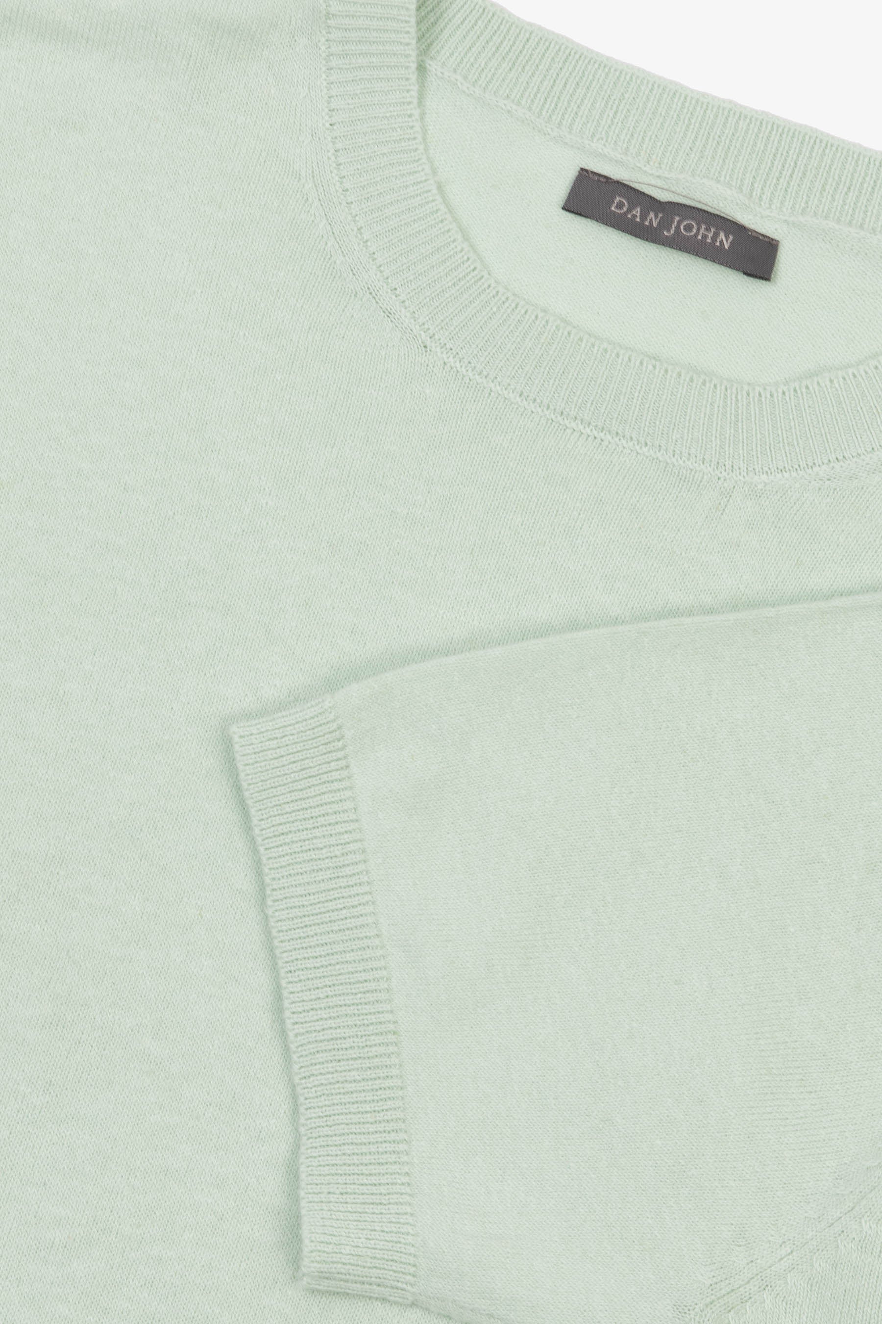 T-shirt in maglia misto lino menta-Dan John
