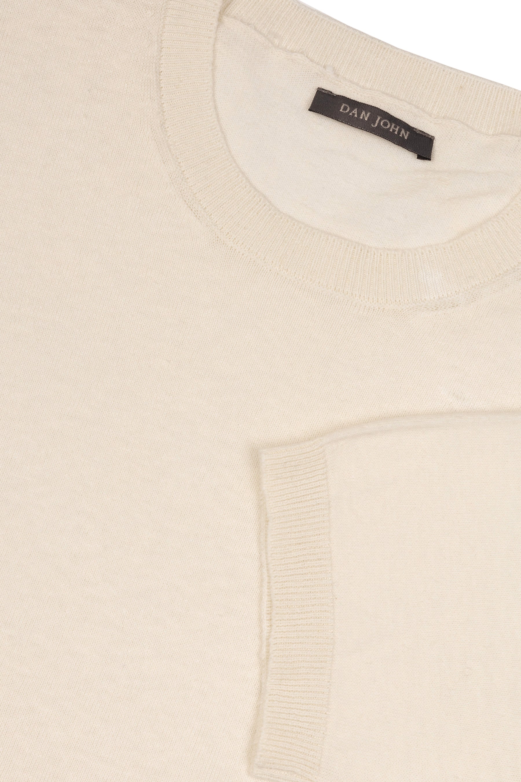 T-shirt in maglia misto lino panna-Dan John