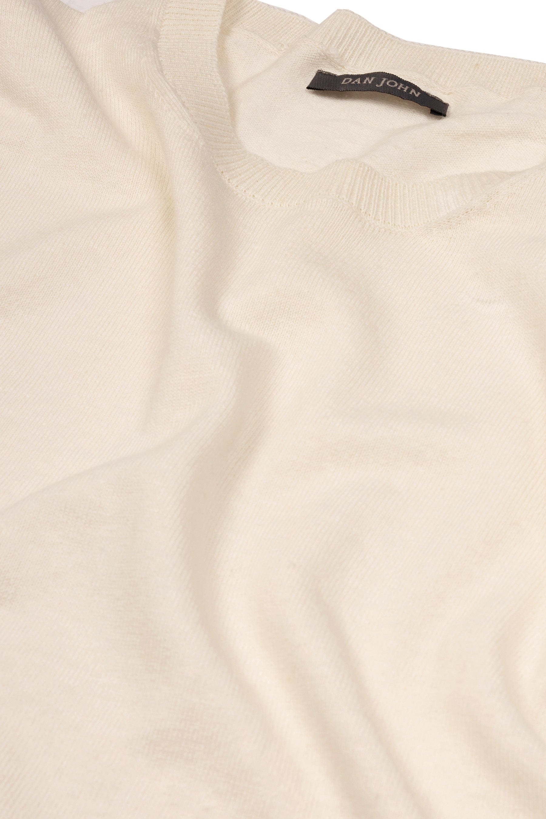 T-shirt in maglia misto lino panna-Dan John