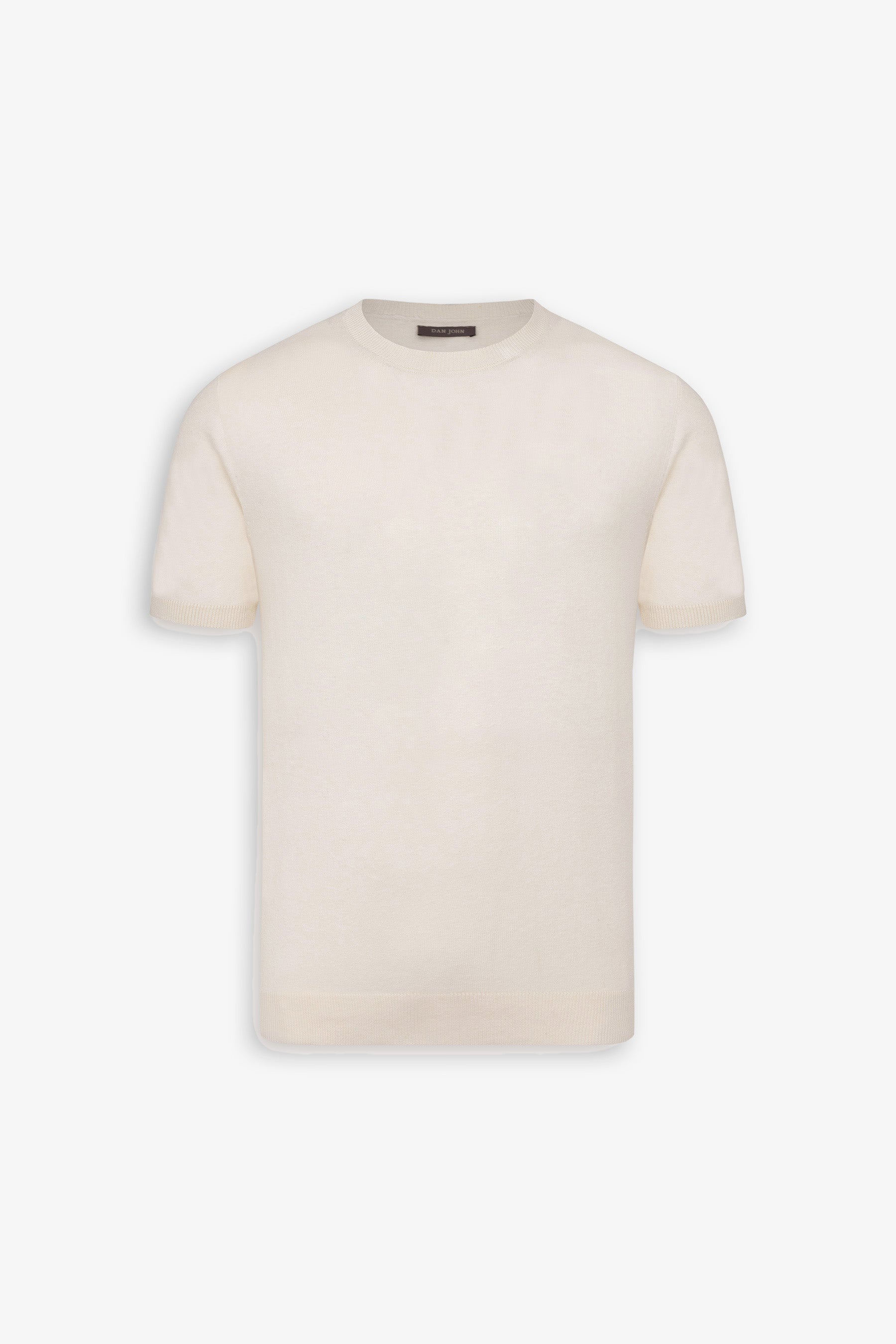 T-shirt in maglia misto lino panna-Dan John