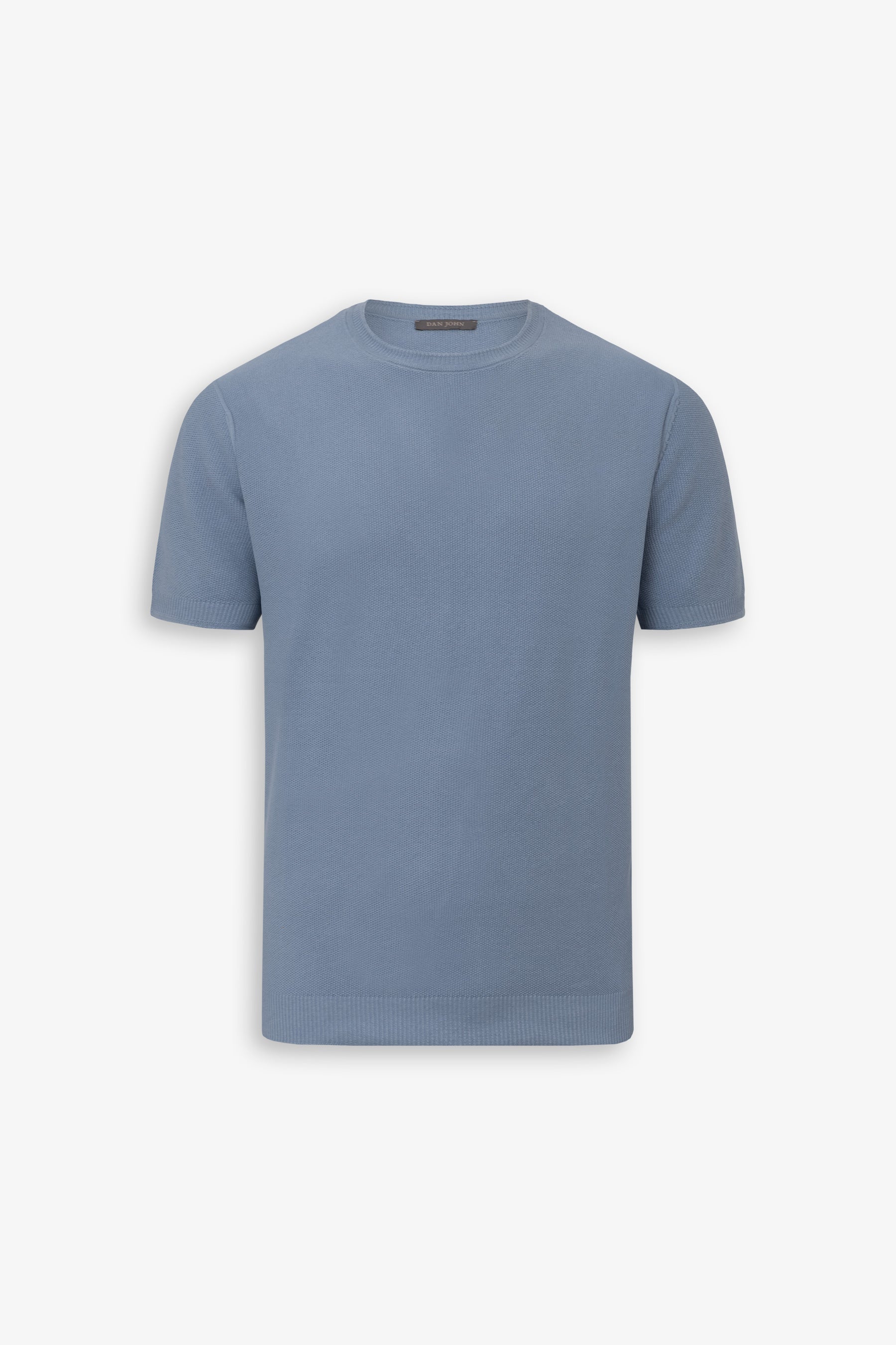 T-shirt in maglia nido d'ape celeste-Dan John