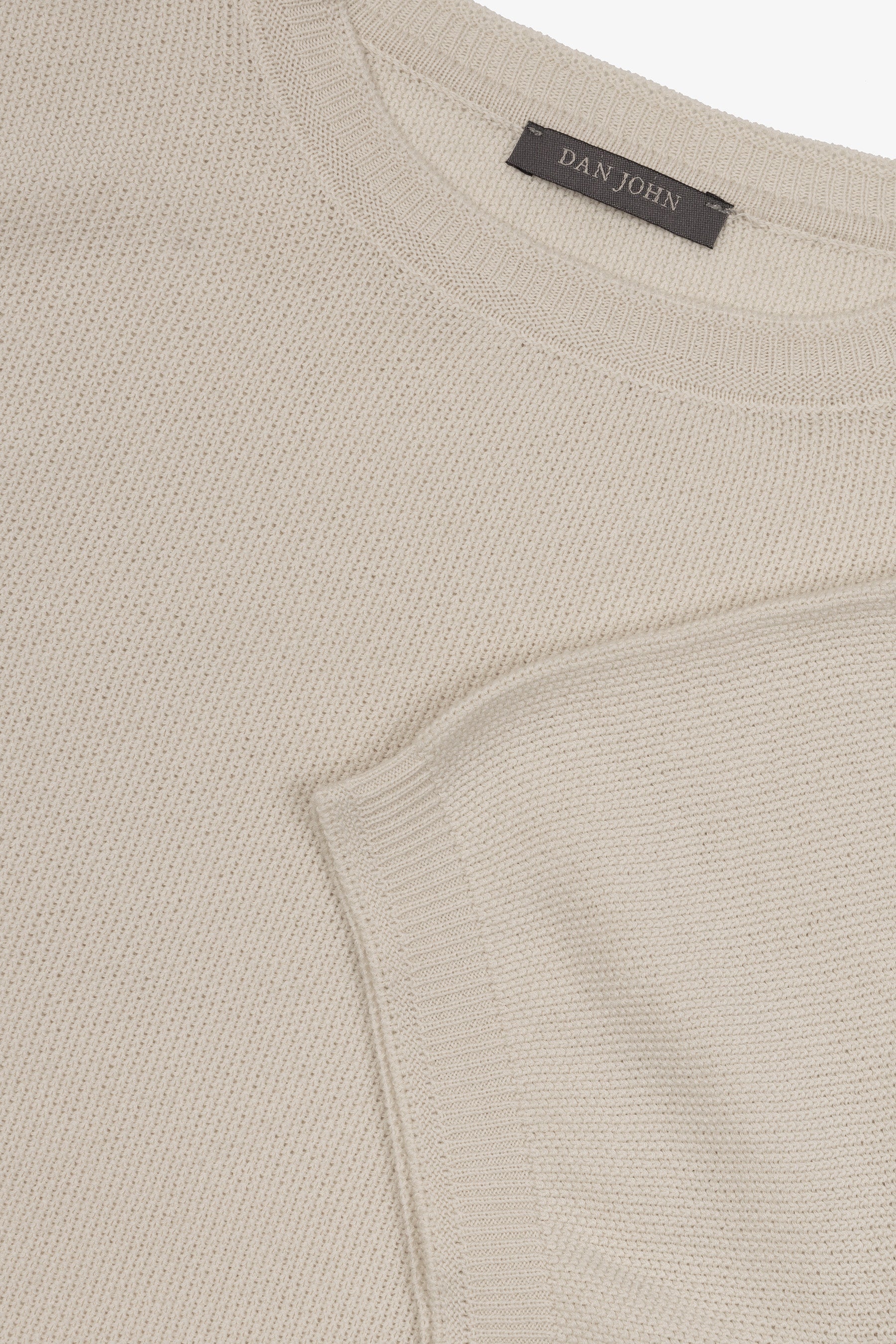 T-shirt in maglia nido d'ape panna-Dan John
