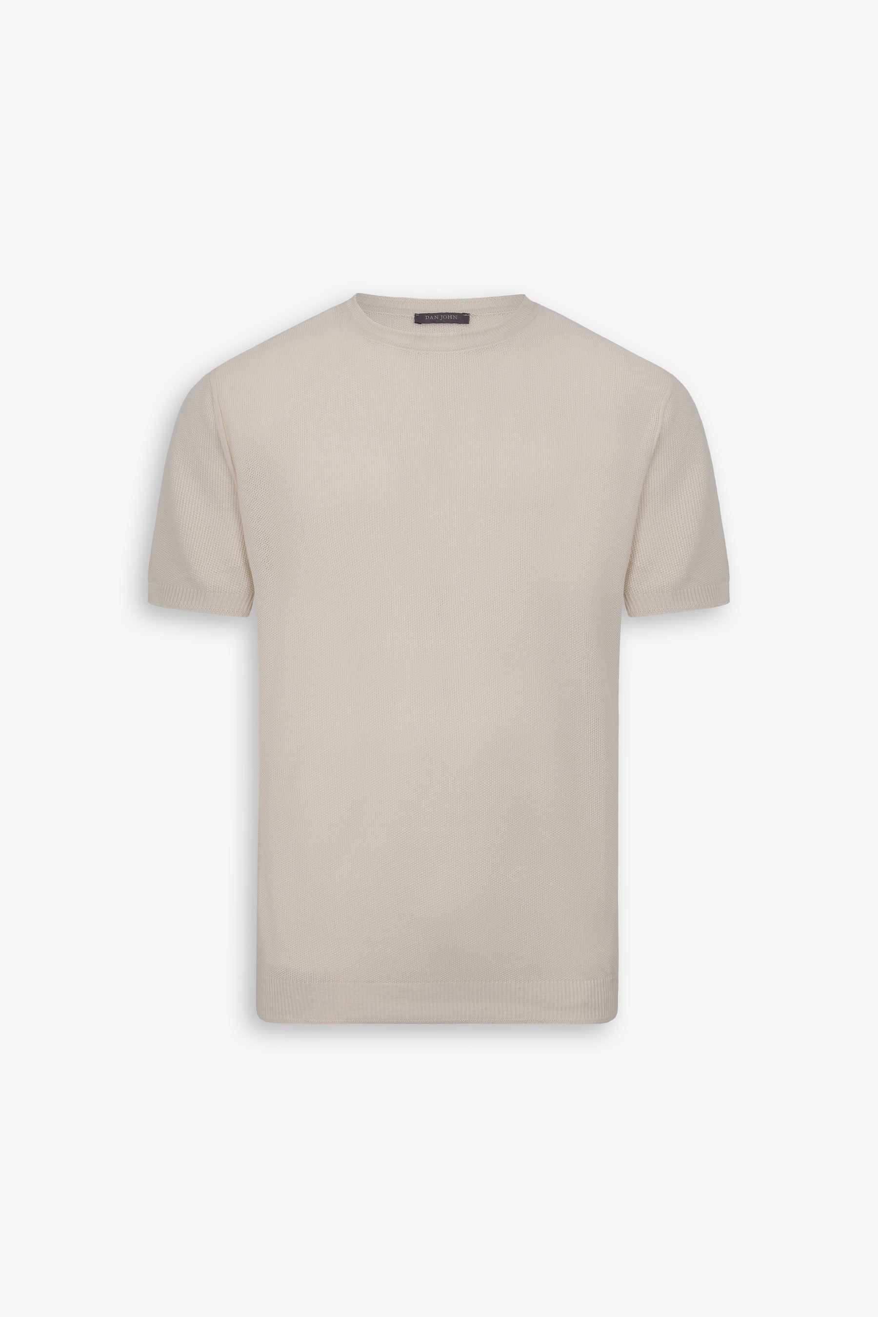 T-shirt in maglia nido d'ape panna-Dan John