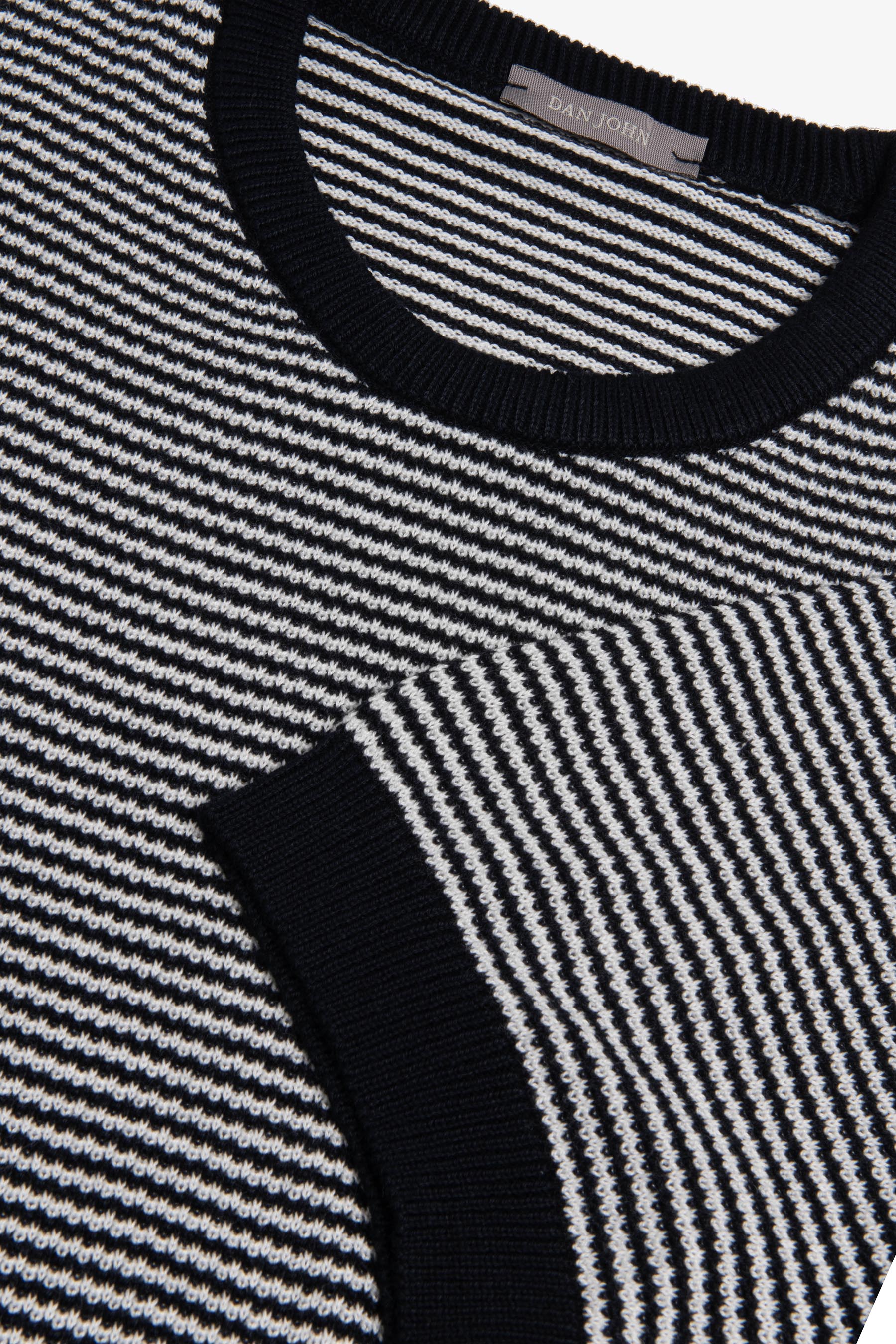 T-shirt in maglia rigata blu-Dan John