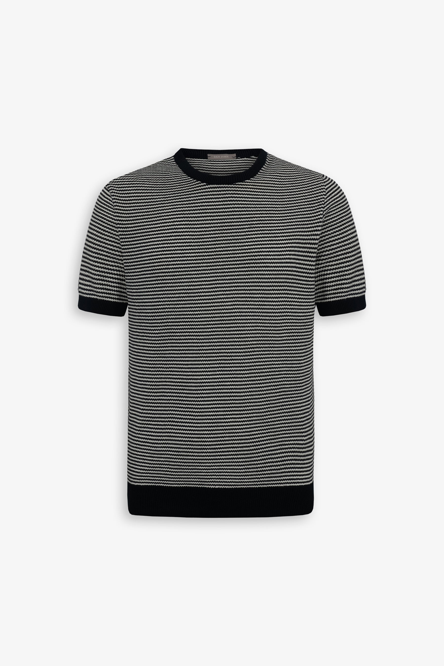 T-shirt in maglia rigata blu-Dan John