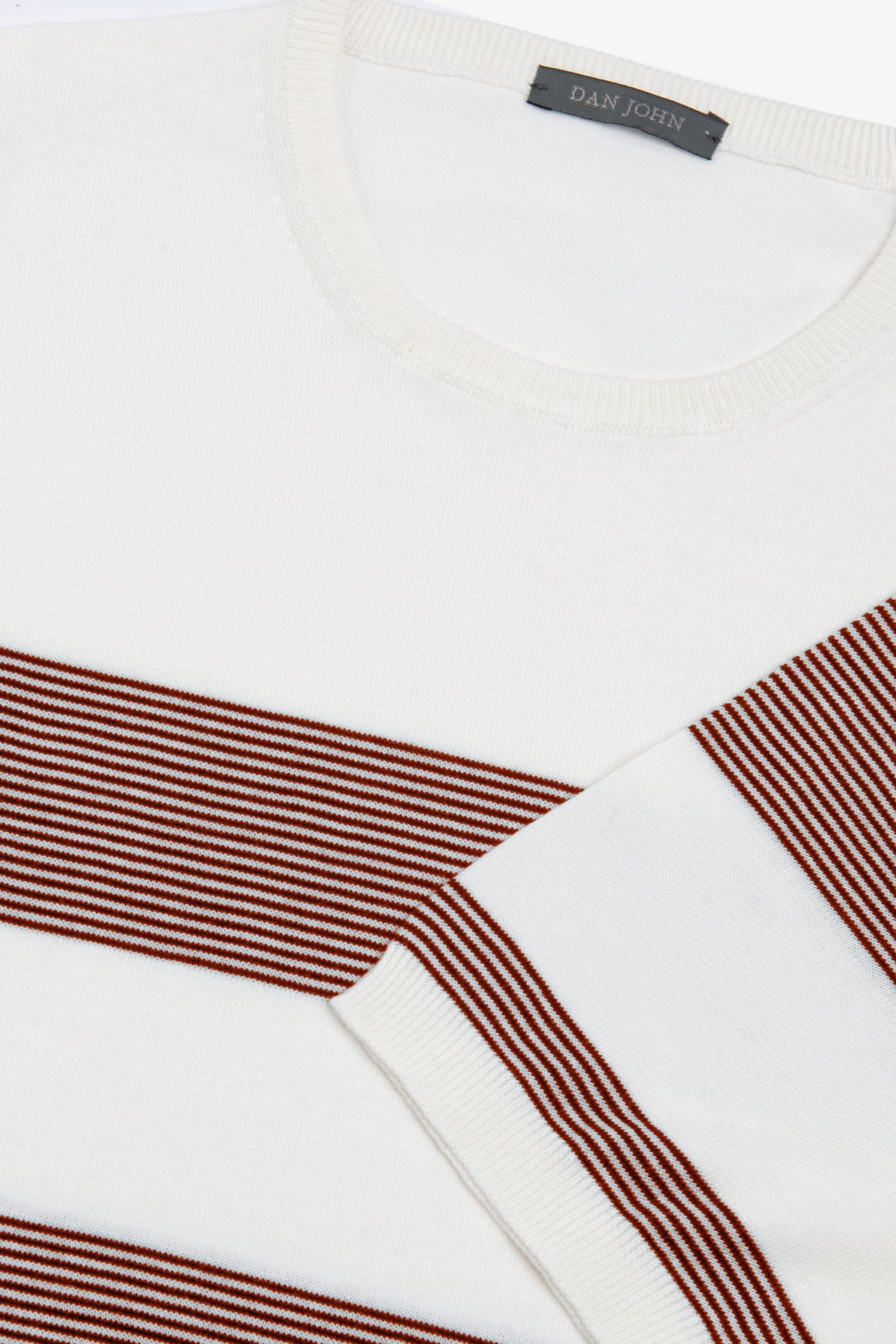 T-shirt in maglia righe piazzate melanzana-Dan John