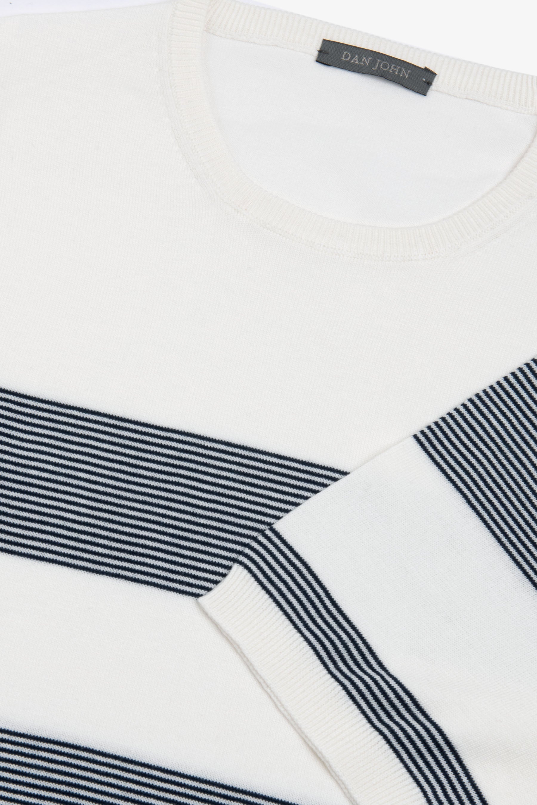 T-shirt in maglia righe piazzate navy-Dan John