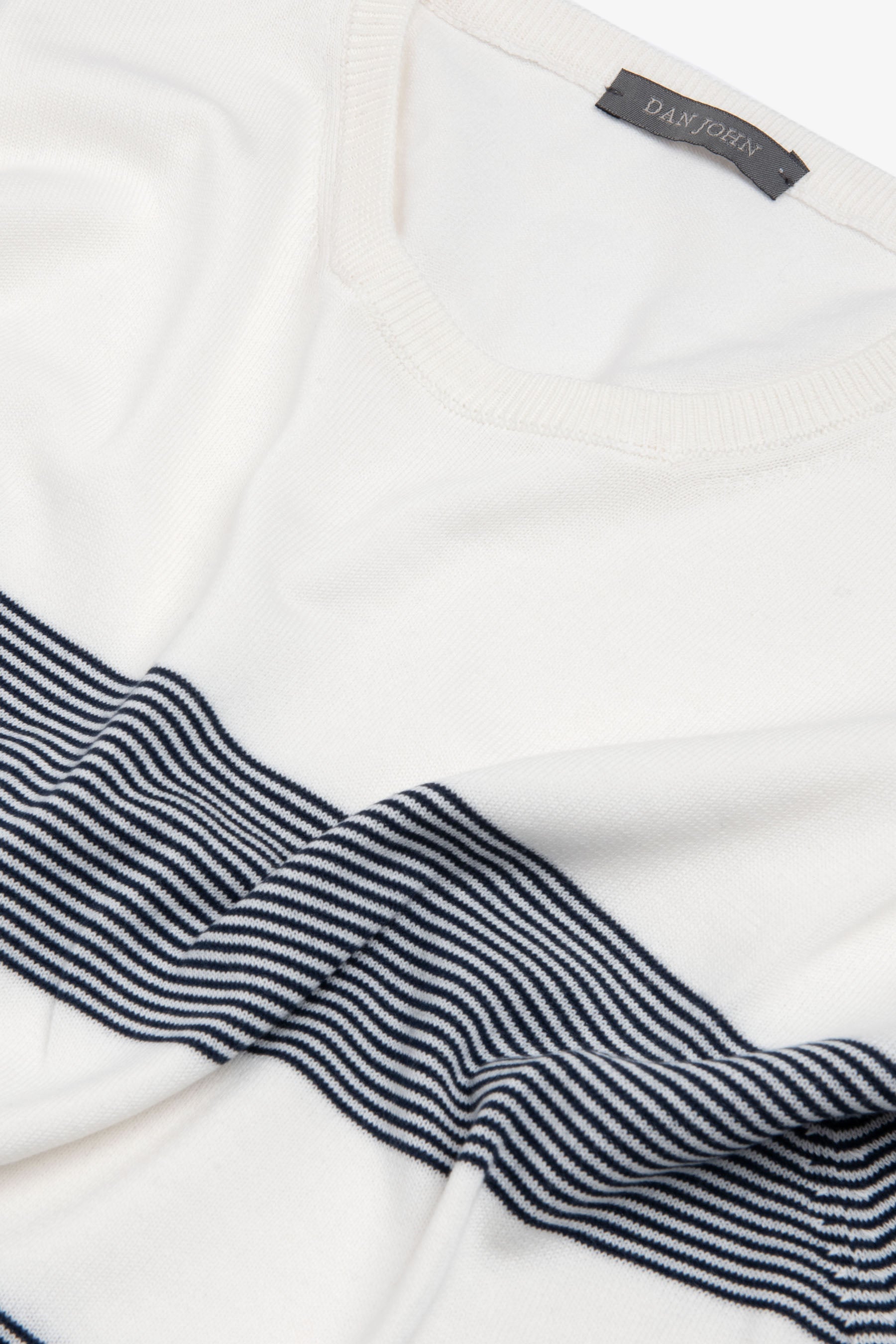 T-shirt in maglia righe piazzate navy-Dan John