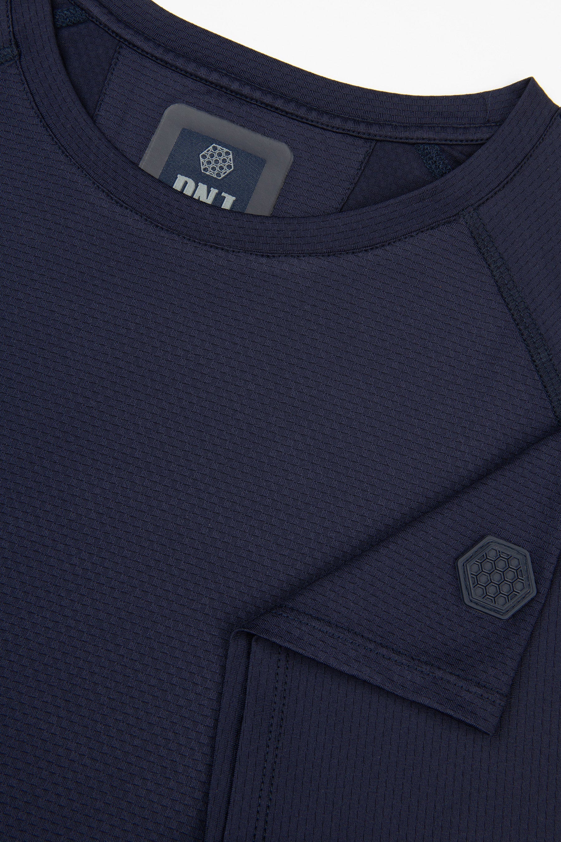 T-shirt micro scacchi DNJ blu-Dan John