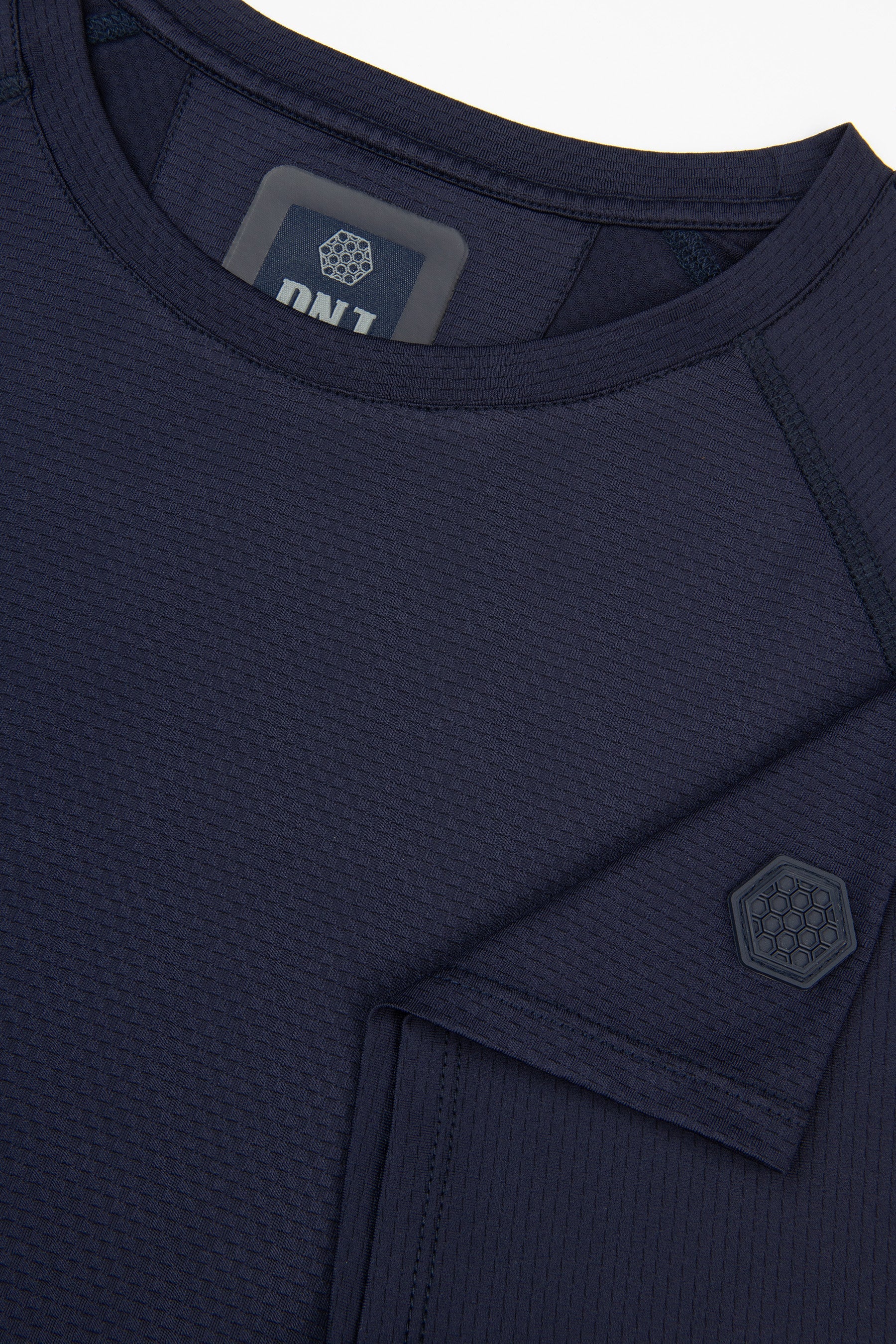 T-shirt micro scacchi DNJ blu-Dan John