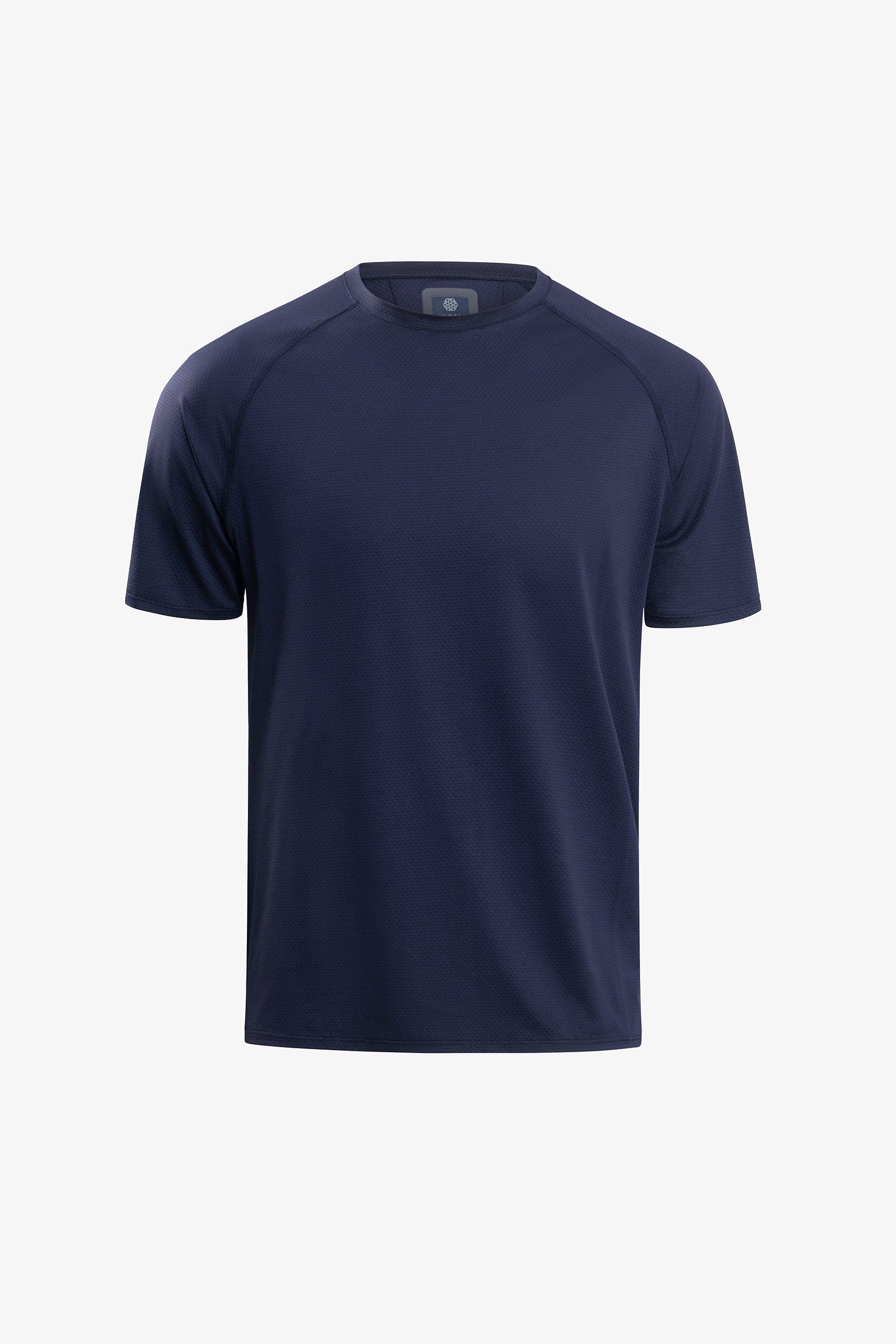 T-shirt micro scacchi DNJ blu-Dan John