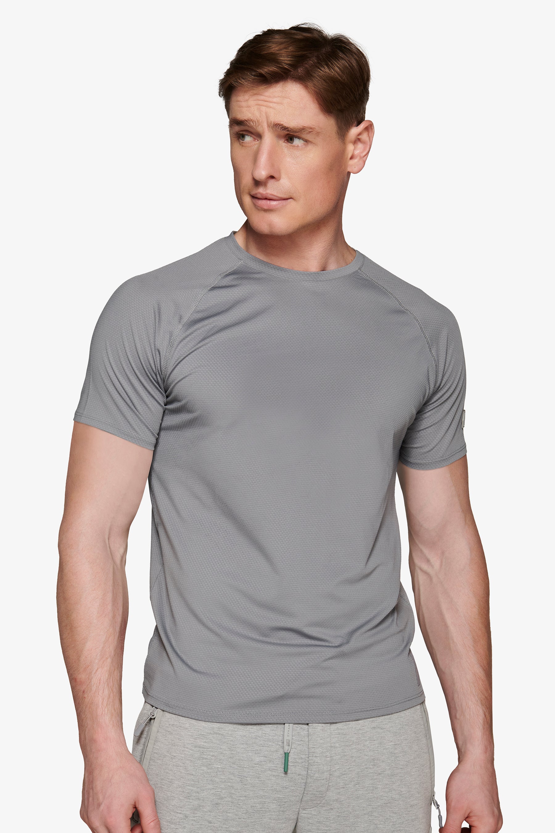 T-shirt micro scacchi DNJ grigio-Dan John