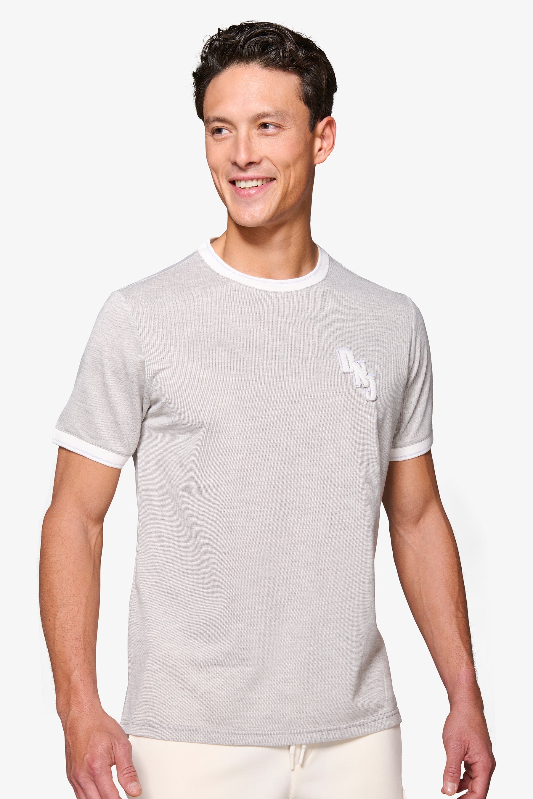 T-shirt piquet DNJ grigio melange-Dan John