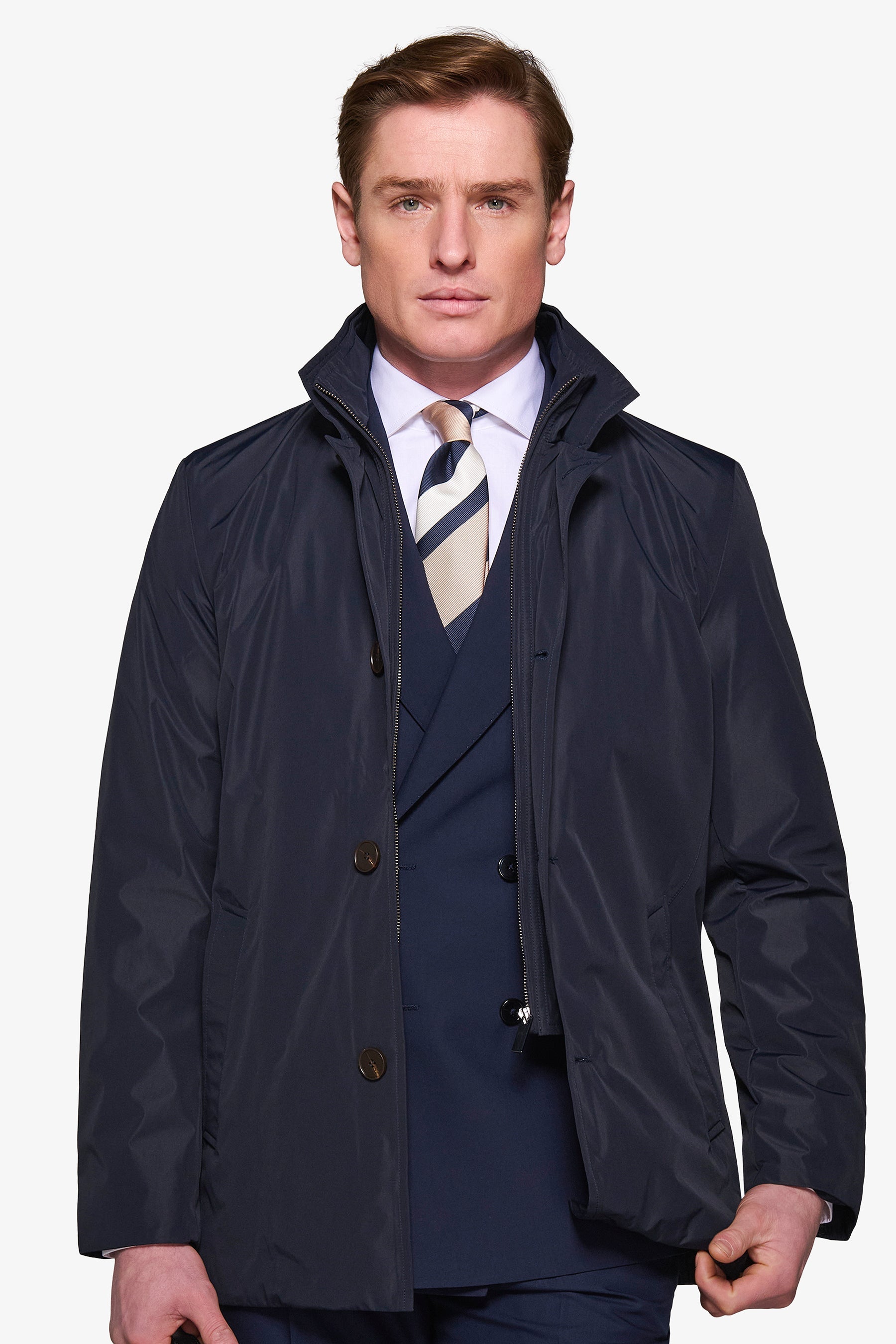 Trench con pettorina navy-Dan John