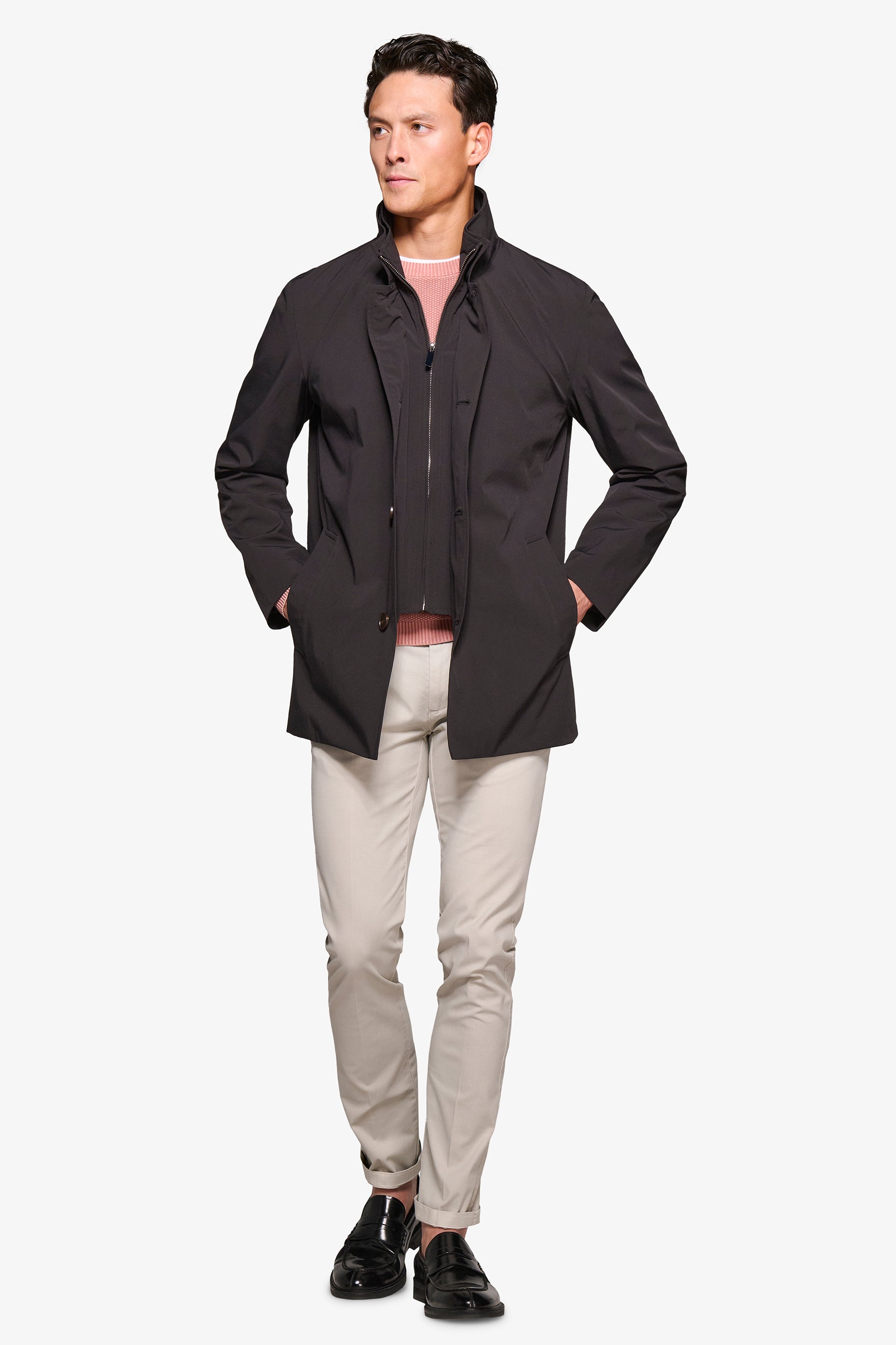 Trench con pettorina nero-Dan John