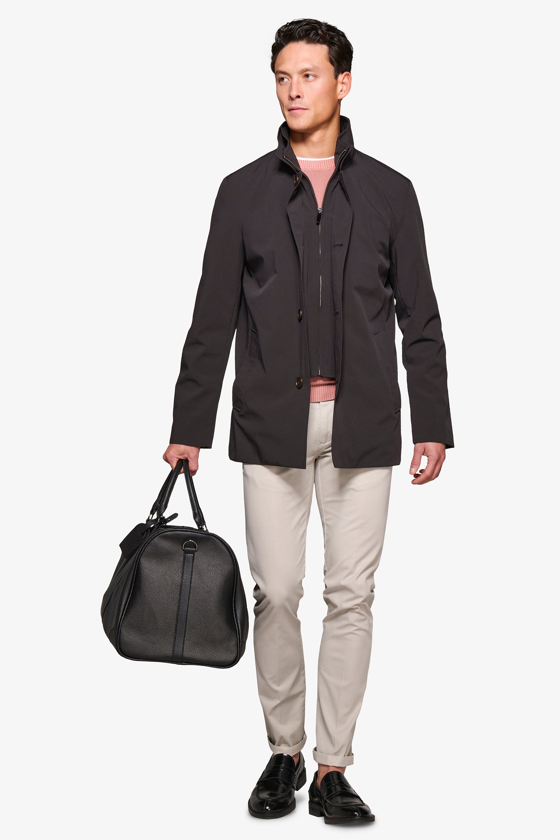 Trench con pettorina nero-Dan John