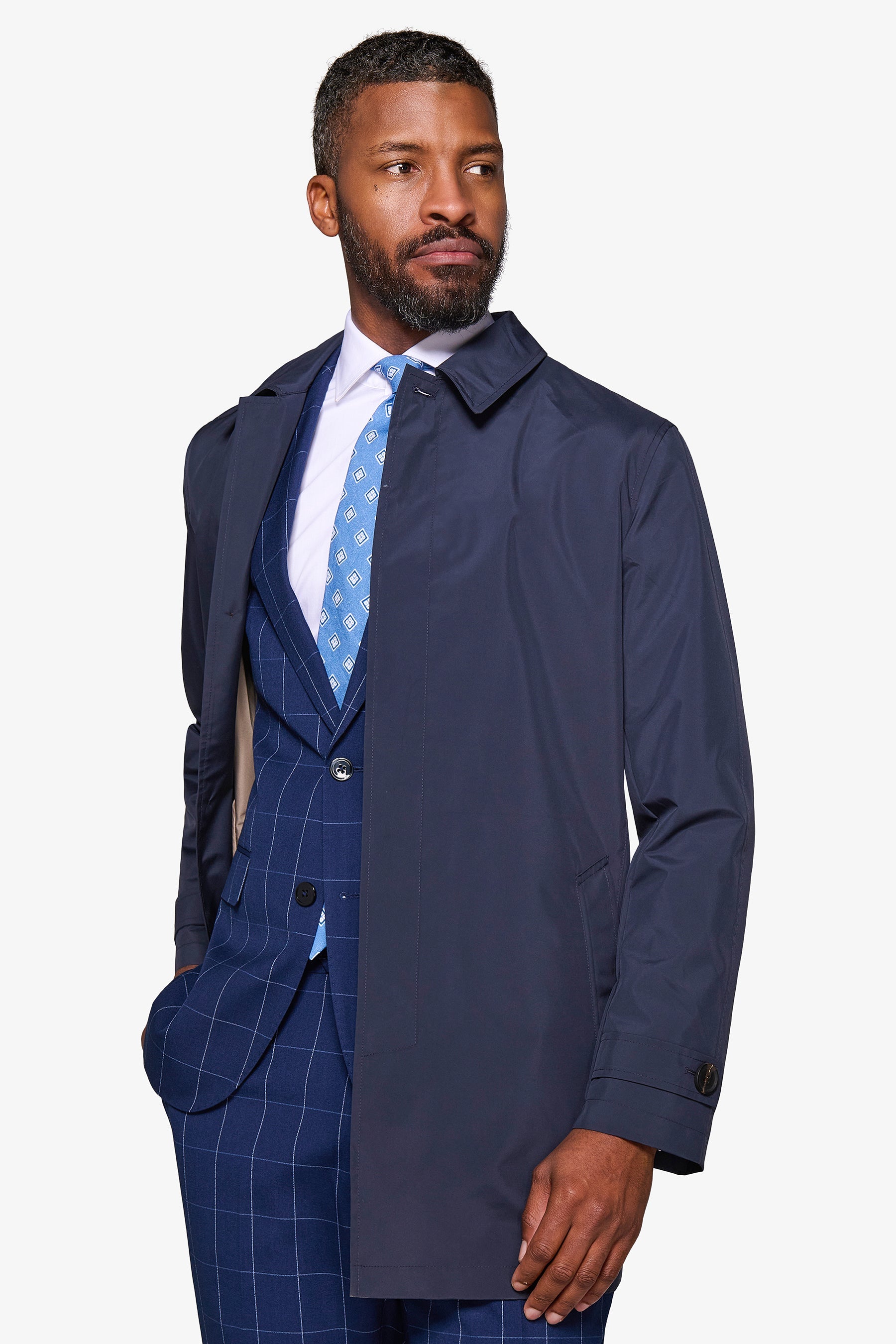 Trench leggero tecnico blu-Dan John