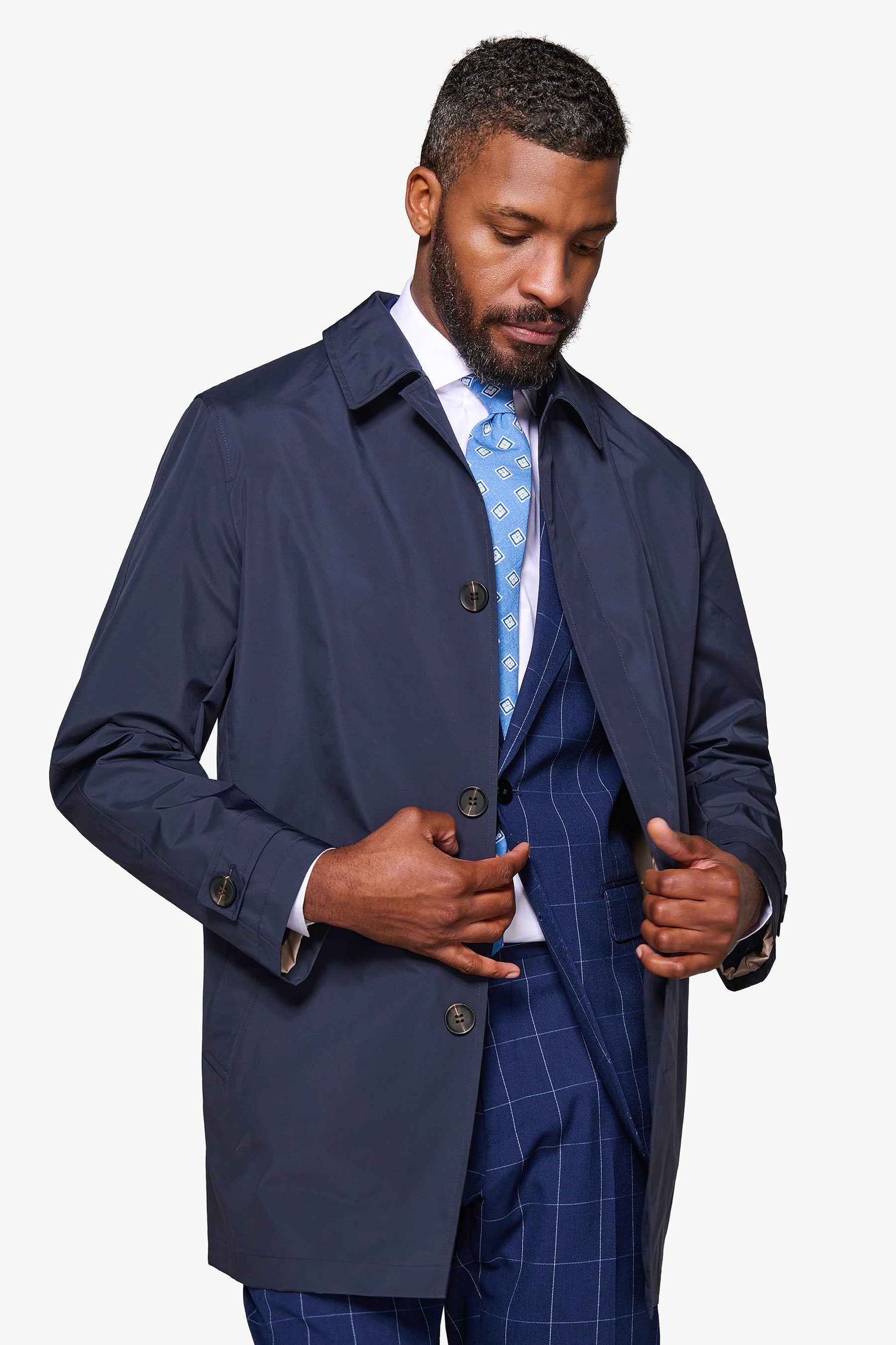 Trench leggero tecnico blu-Dan John