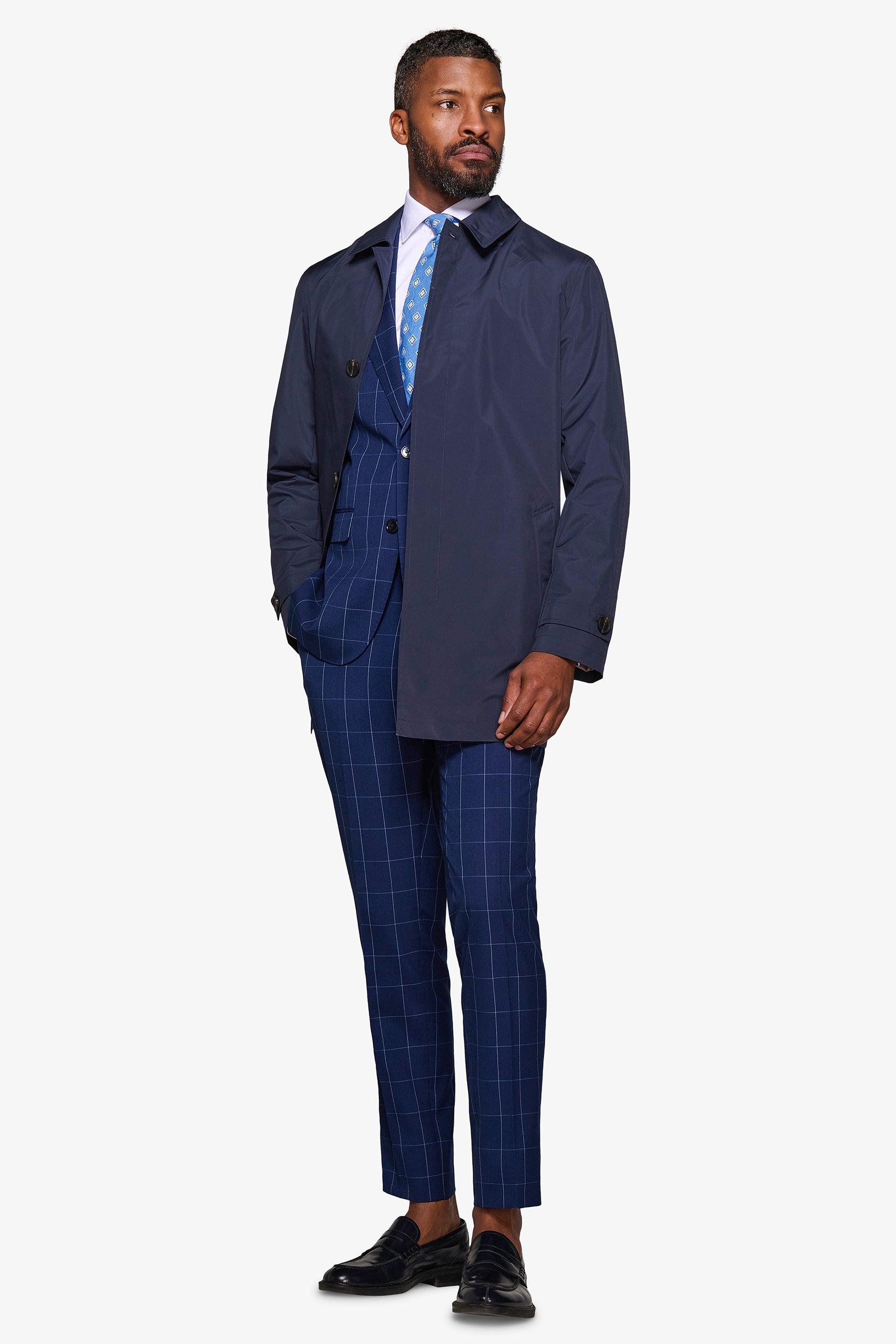 Trench leggero tecnico blu-Dan John
