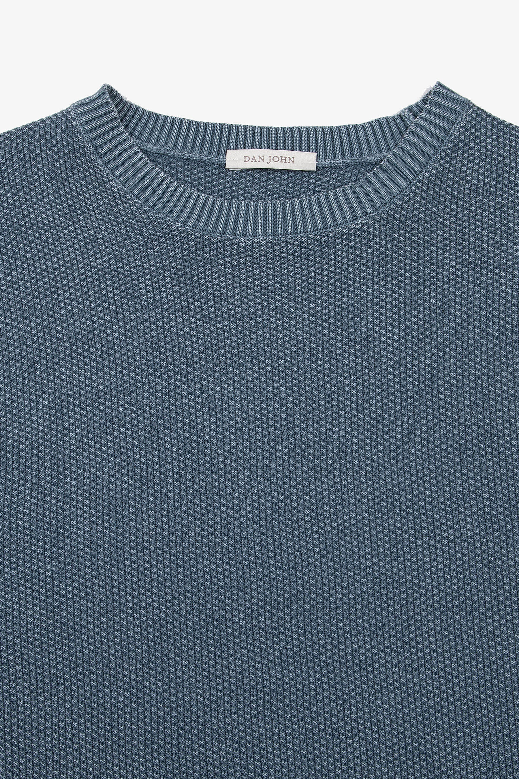 Rundhalspullover mit Reiskornmuster in Avion Blau