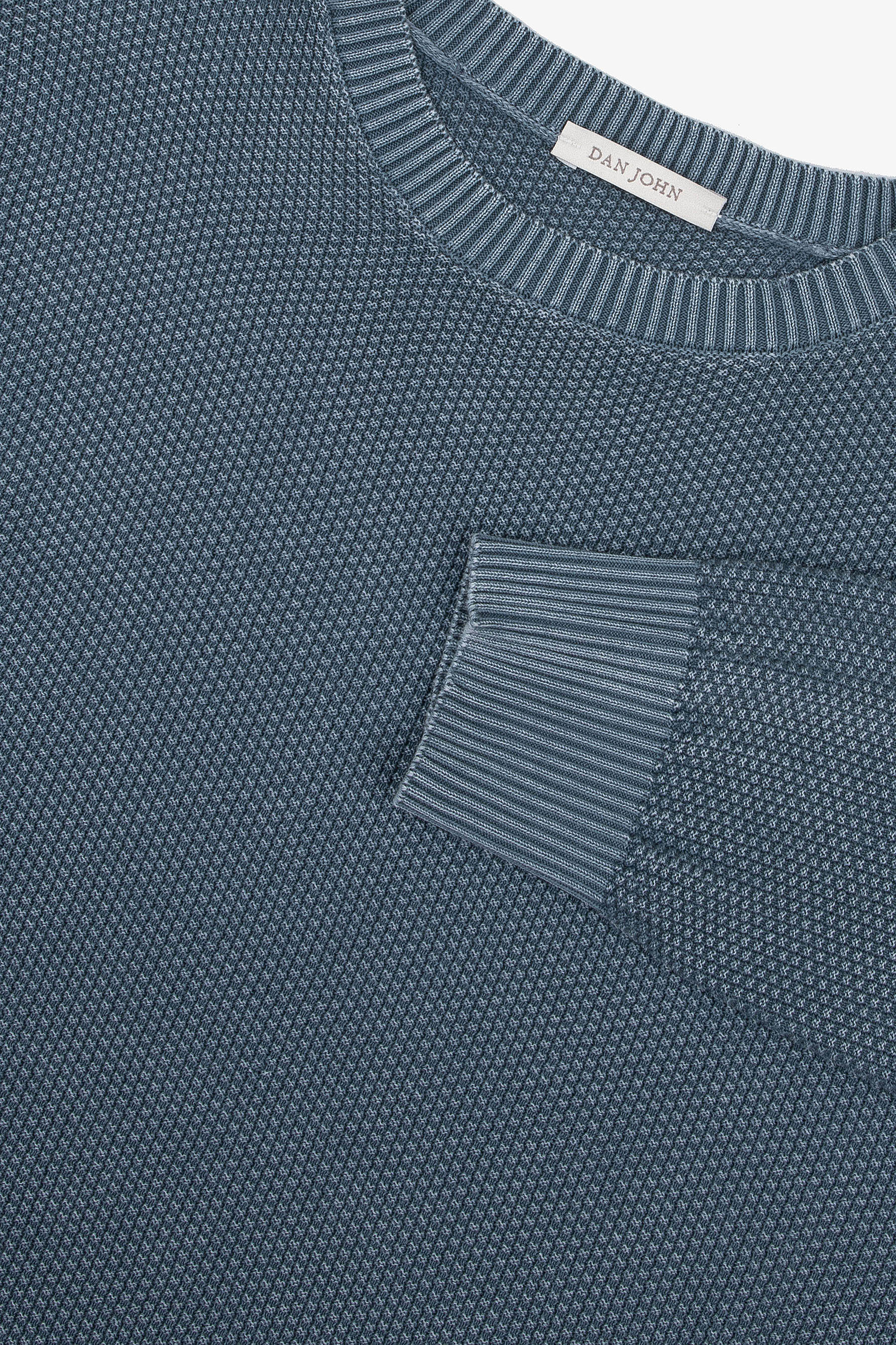 Rundhalspullover mit Reiskornmuster in Avion Blau