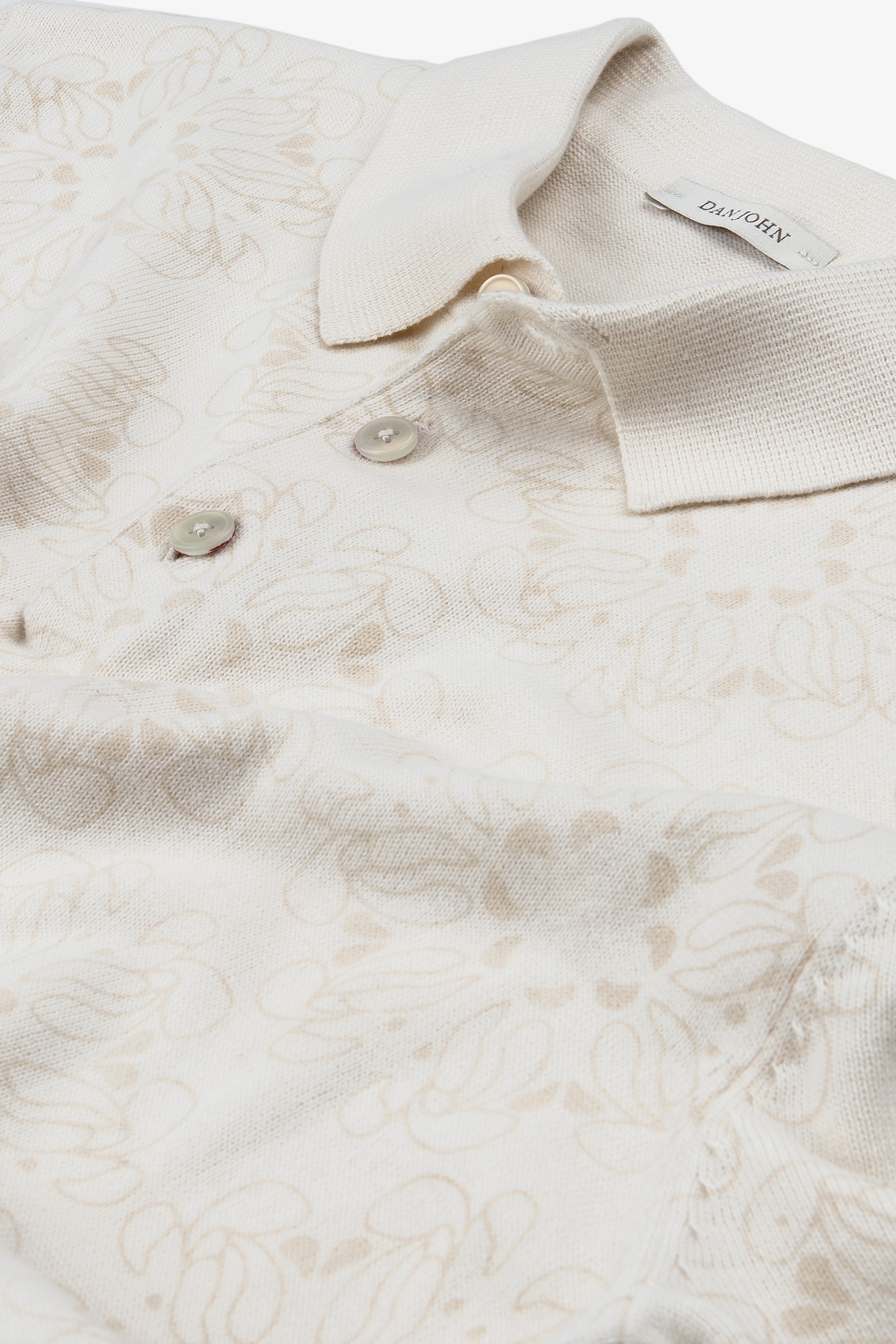 Sand floral print polo shirt