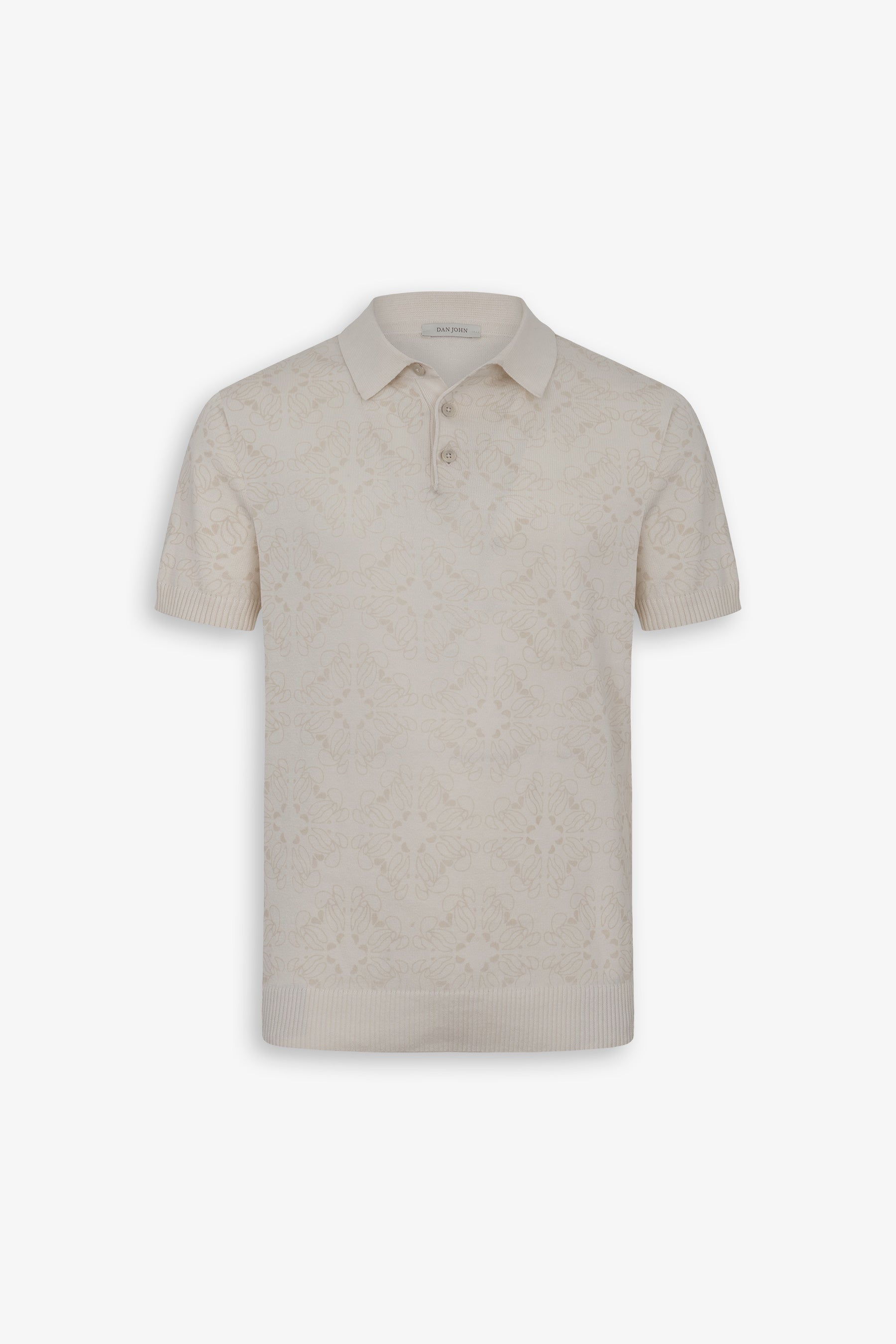 Polo con estampado floral color arena