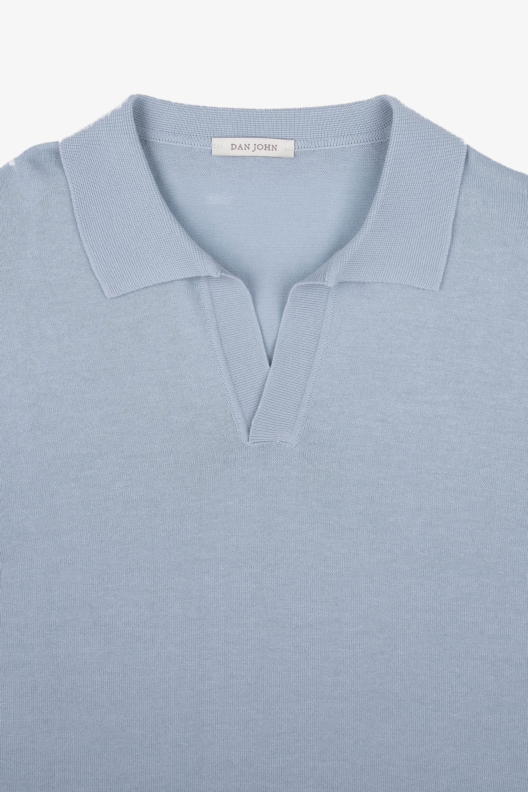 Sky open collar knit polo