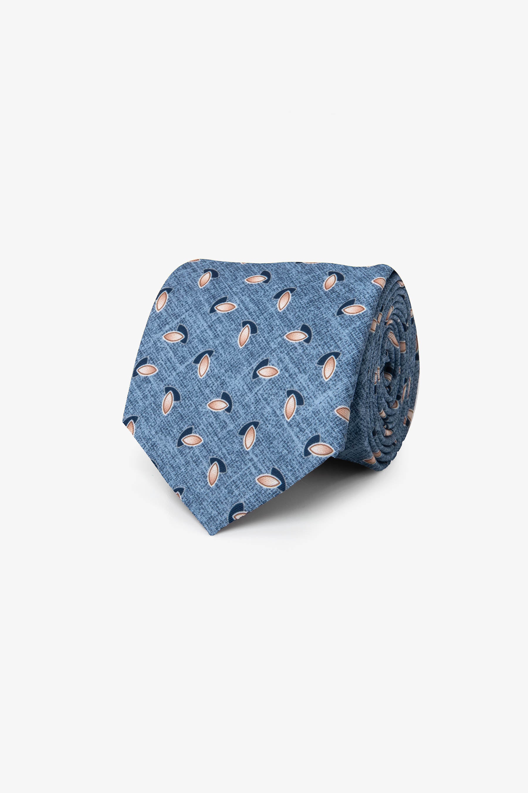 Corbata con diseño de hojas azul azafata