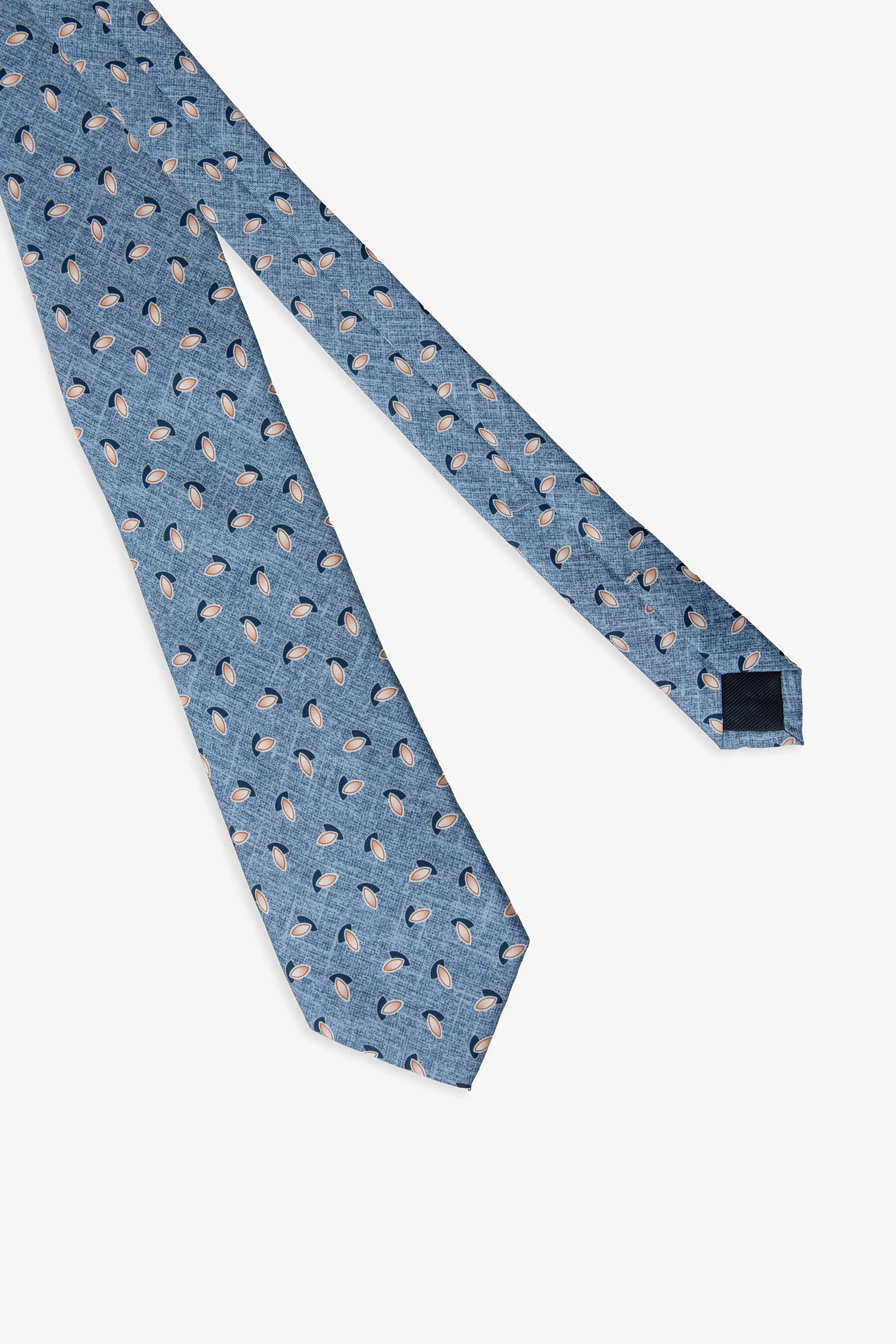 Corbata con diseño de hojas azul azafata