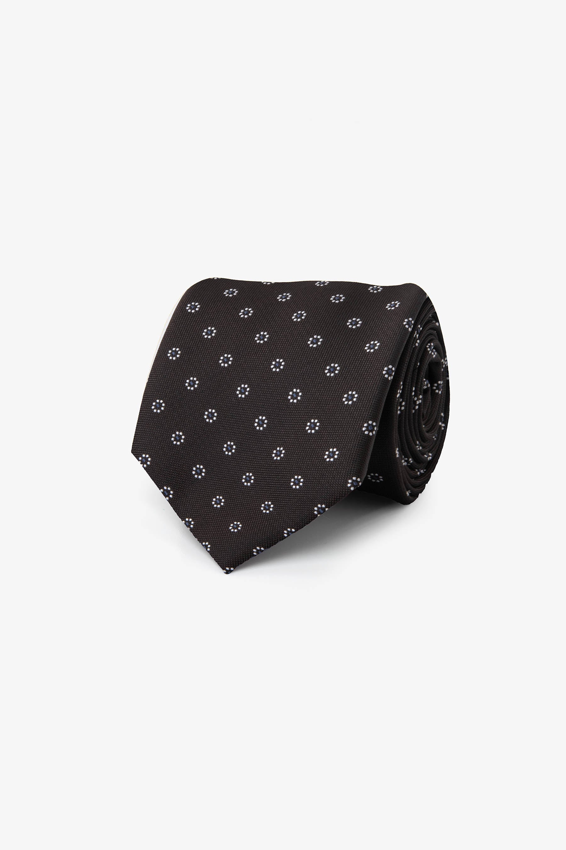 Corbata con diseño de círculos marrón oscuro