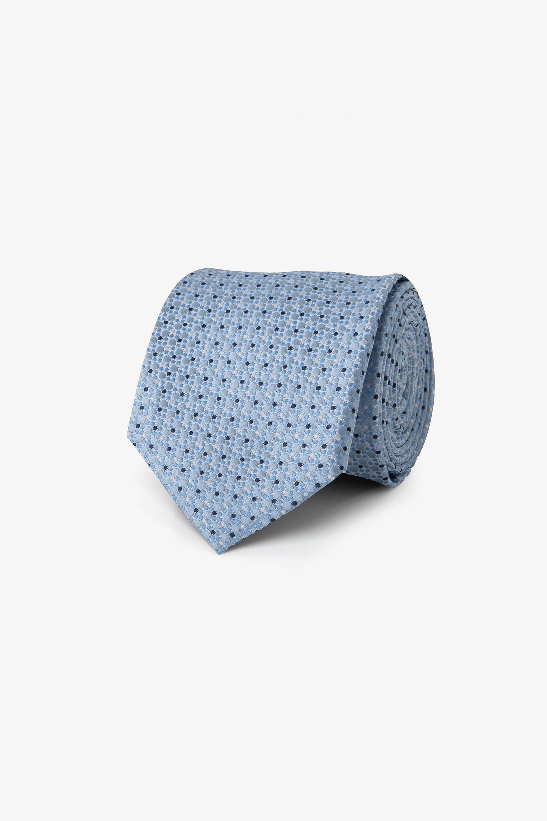 Corbata de jacquard con microfantasía azul celeste