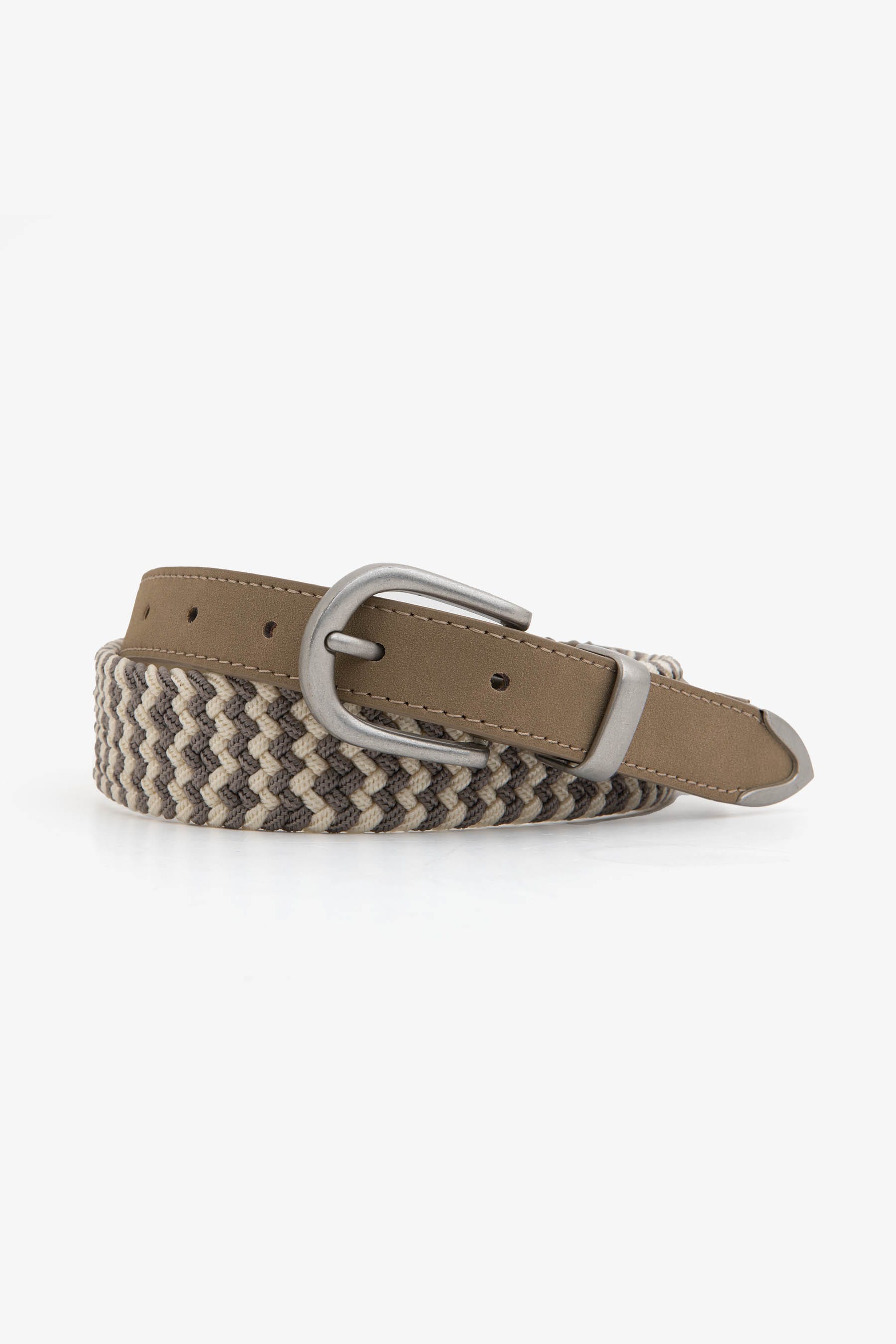 Beige braided elastic belt