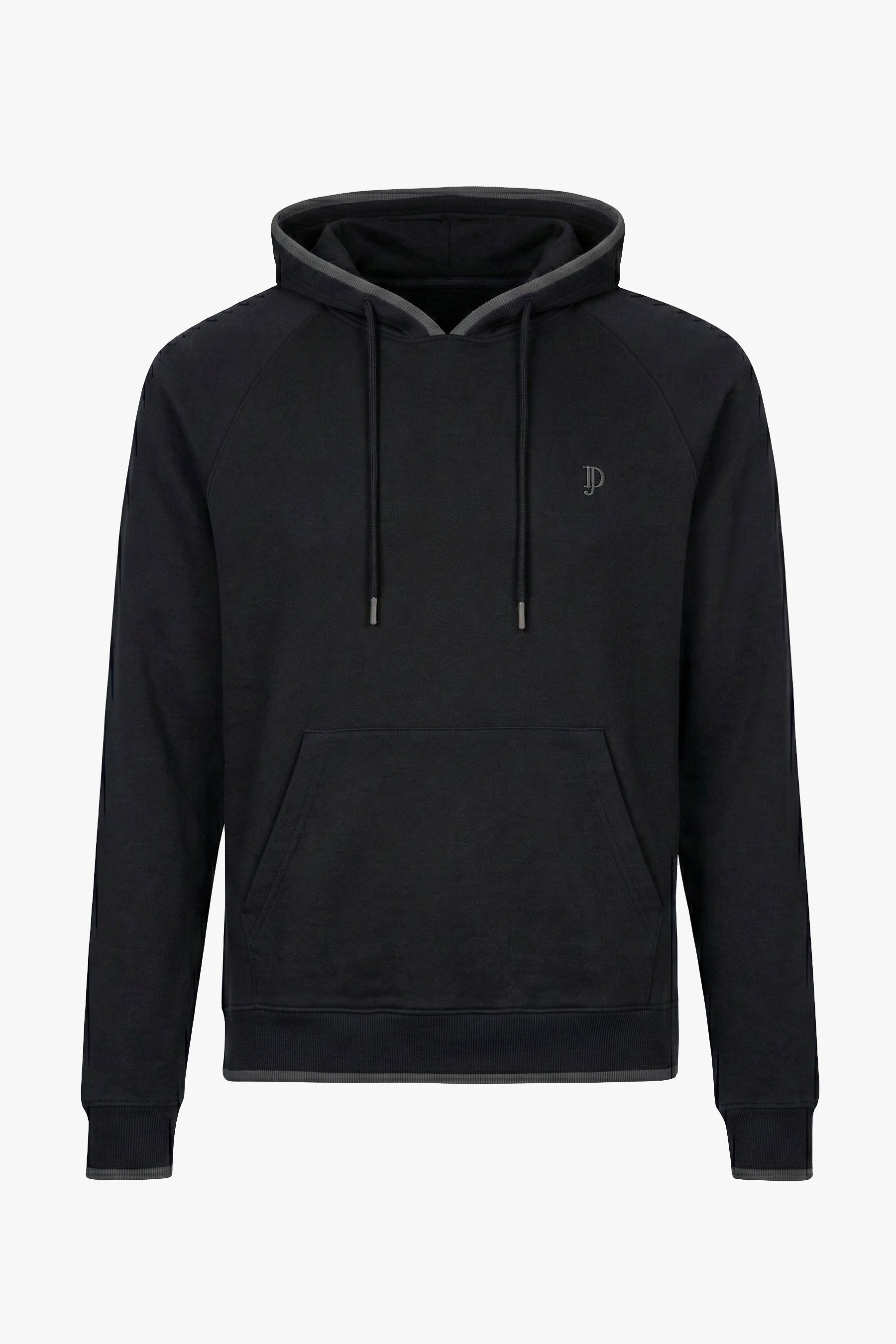 Sweat-shirt fermé noir à capuche