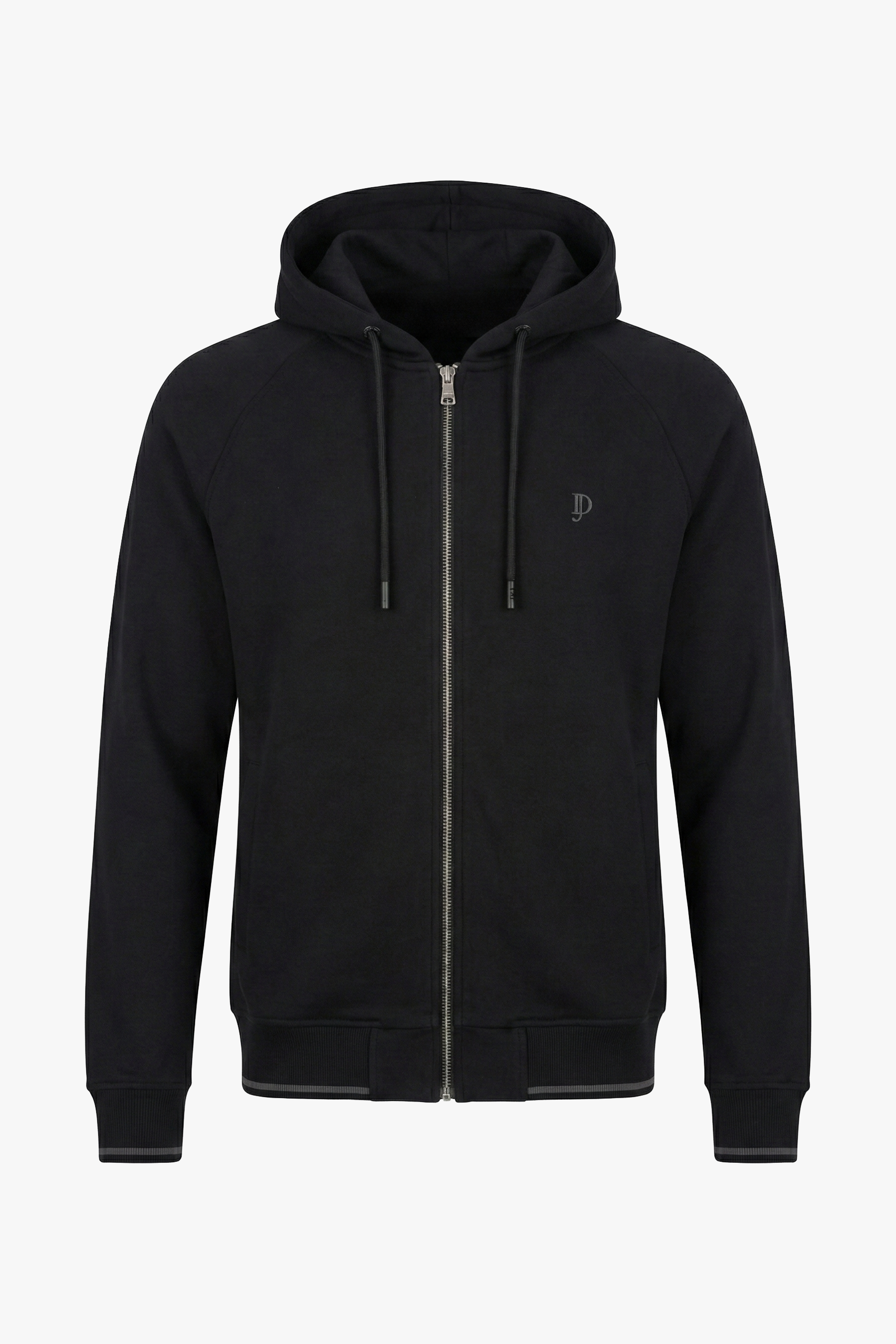 Felpa full zip con cappuccio nera-Dan John
