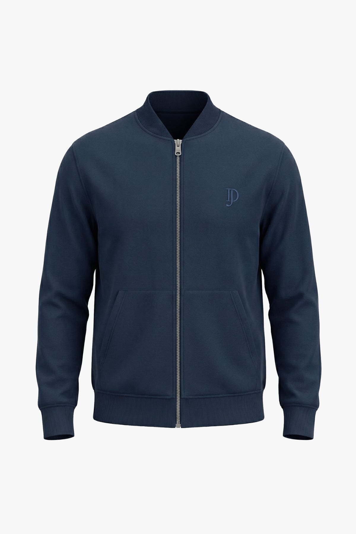 Blue full zip fleece bomber jacket