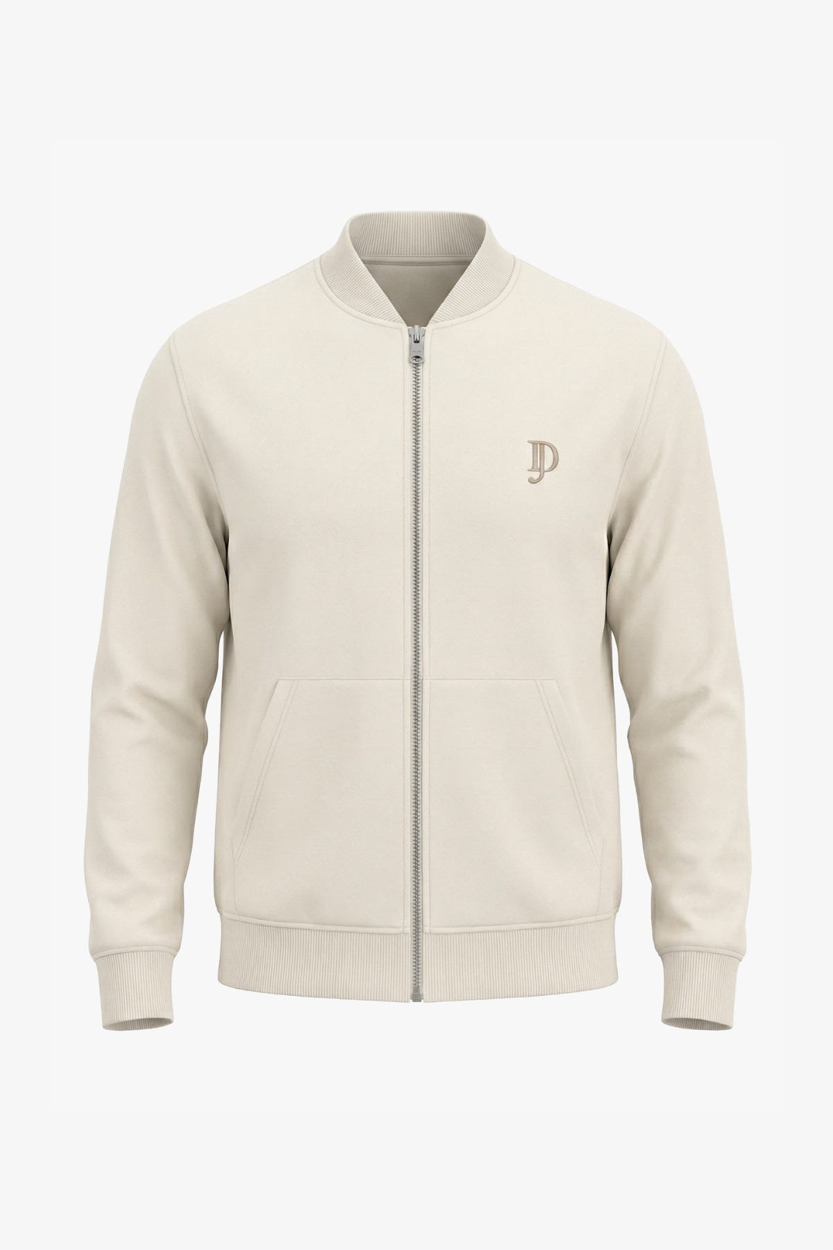White full zip fleece bomber jacket