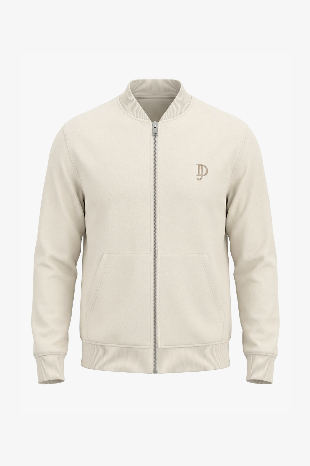 Bomber in felpa full zip bianco-Dan John