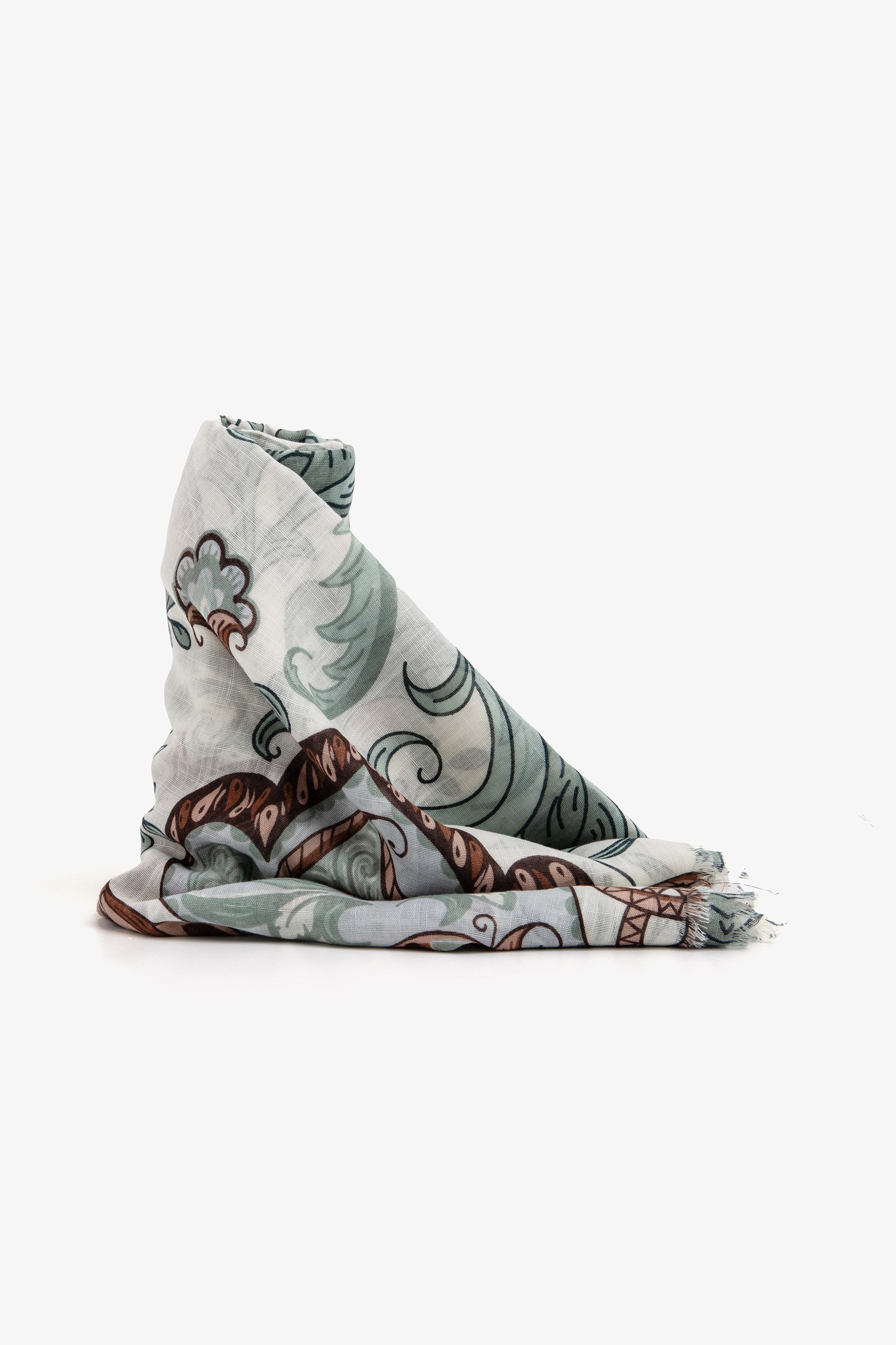 Pashmina sauge motif floral