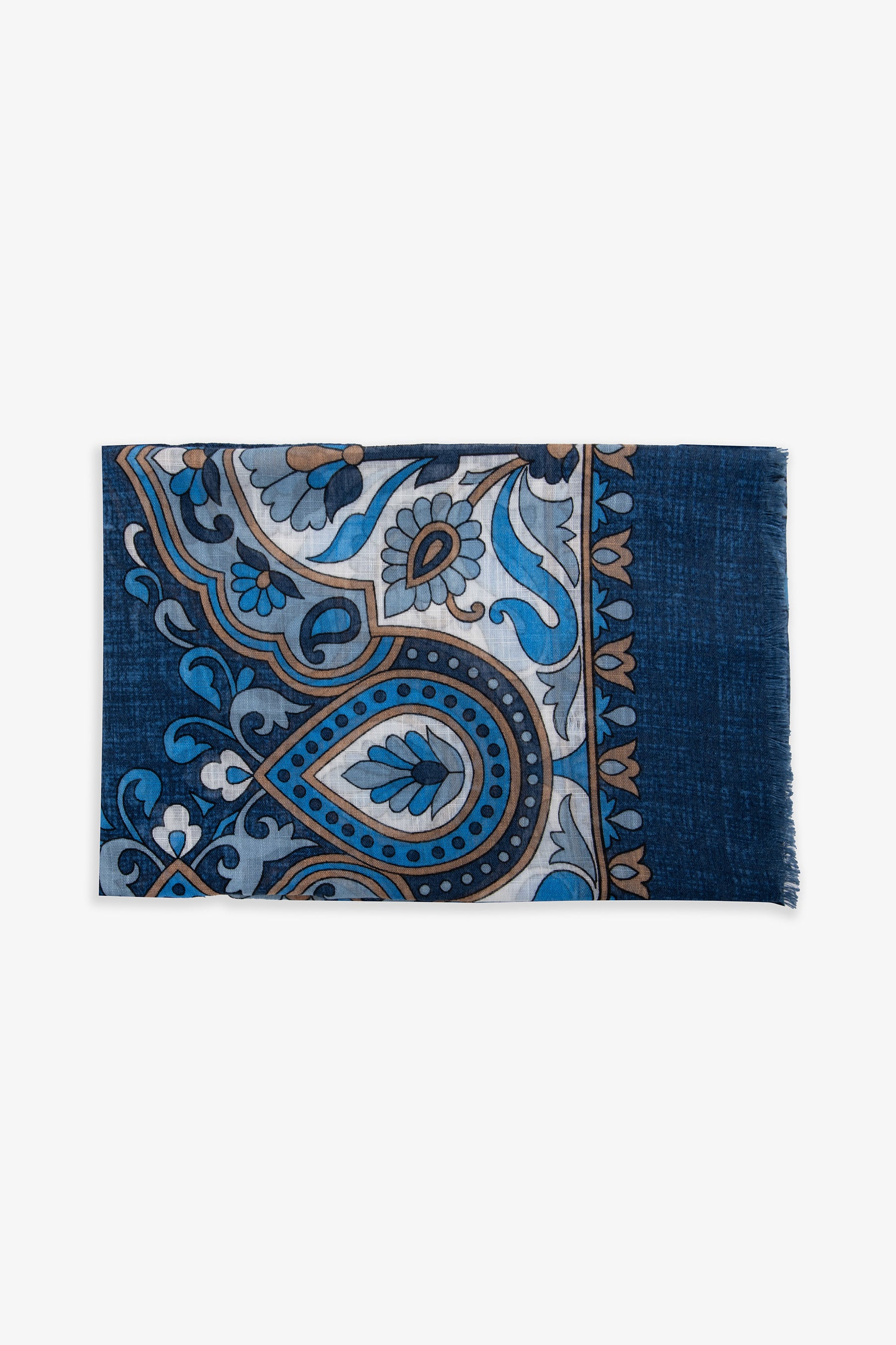 Pashmina bleu turquoise grand motif