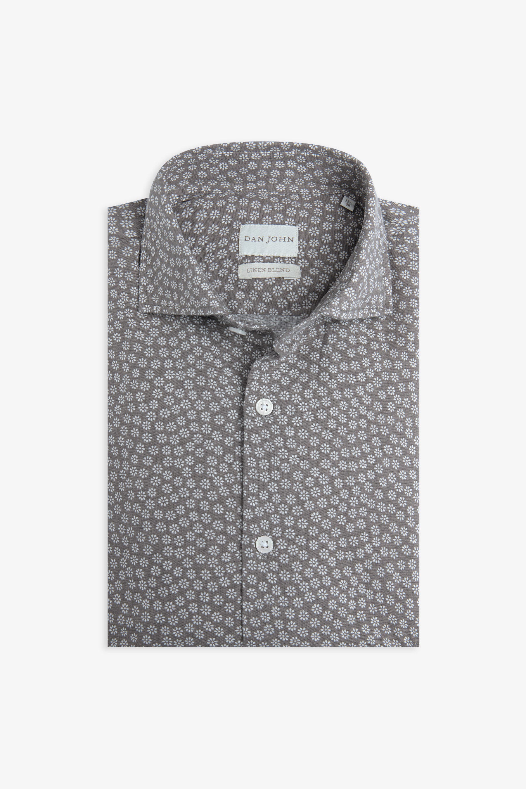 Camicia stampa fiore slim tortora-Dan John