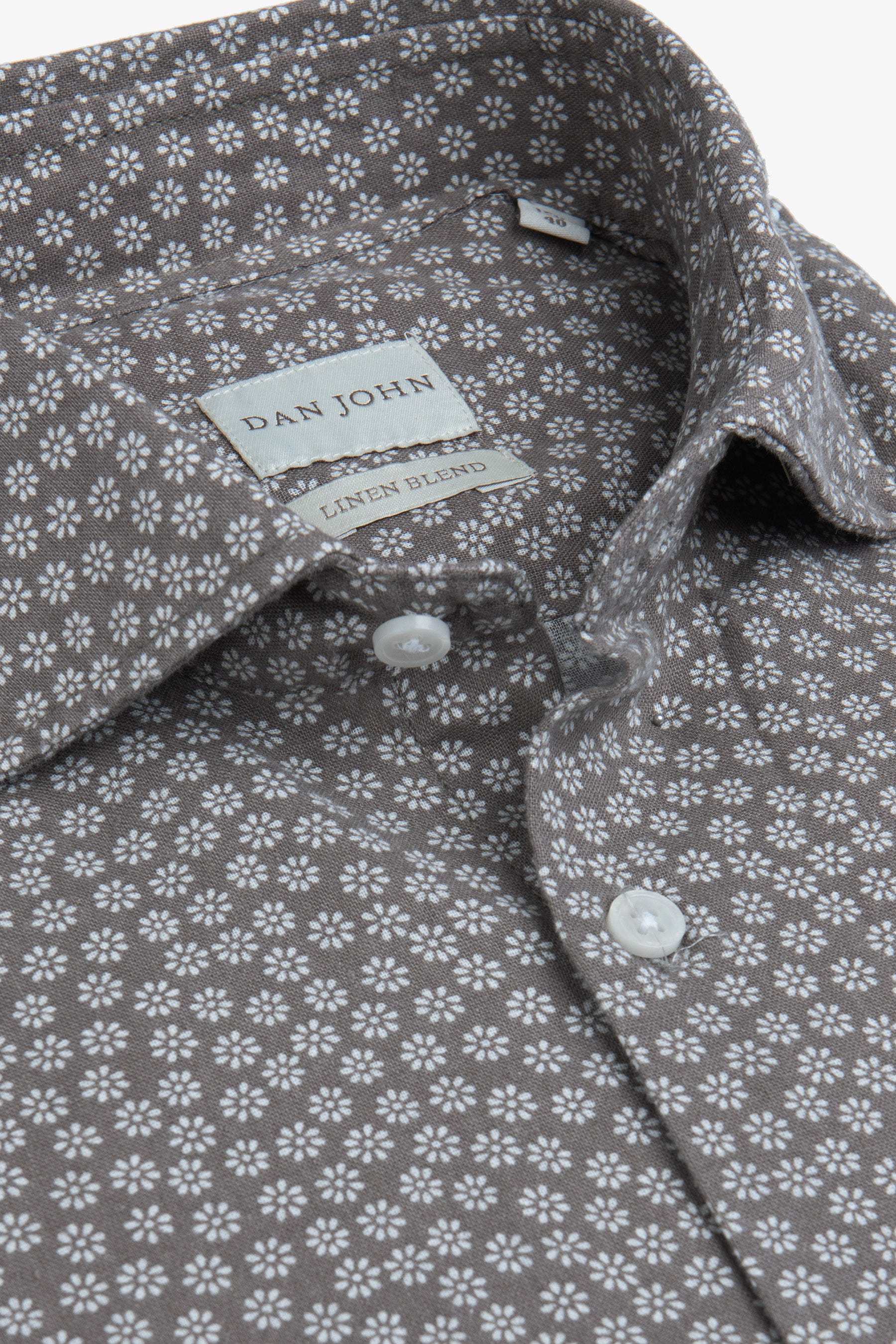 Camicia stampa fiore slim tortora-Dan John