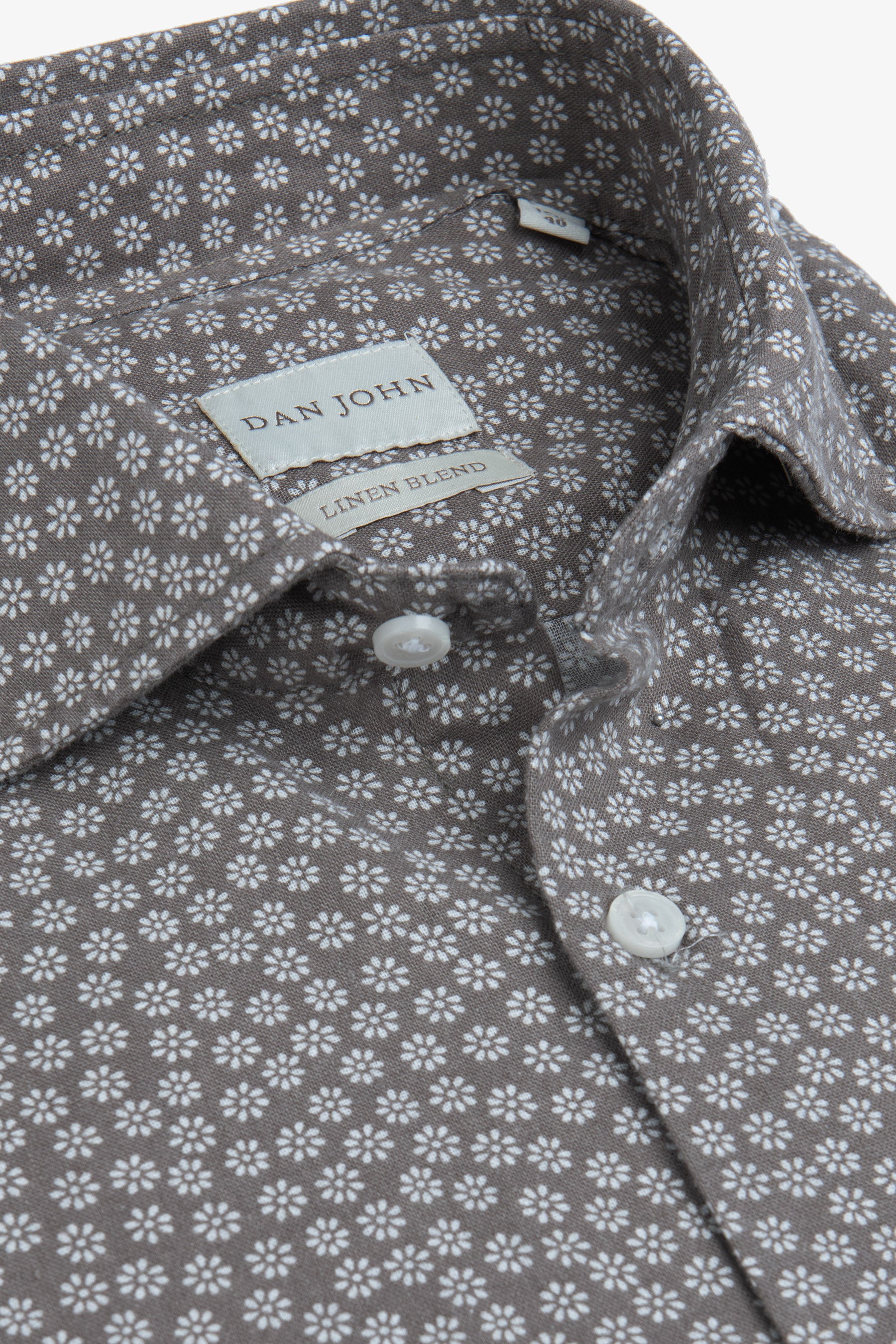 Camicia stampa fiore slim tortora-Dan John