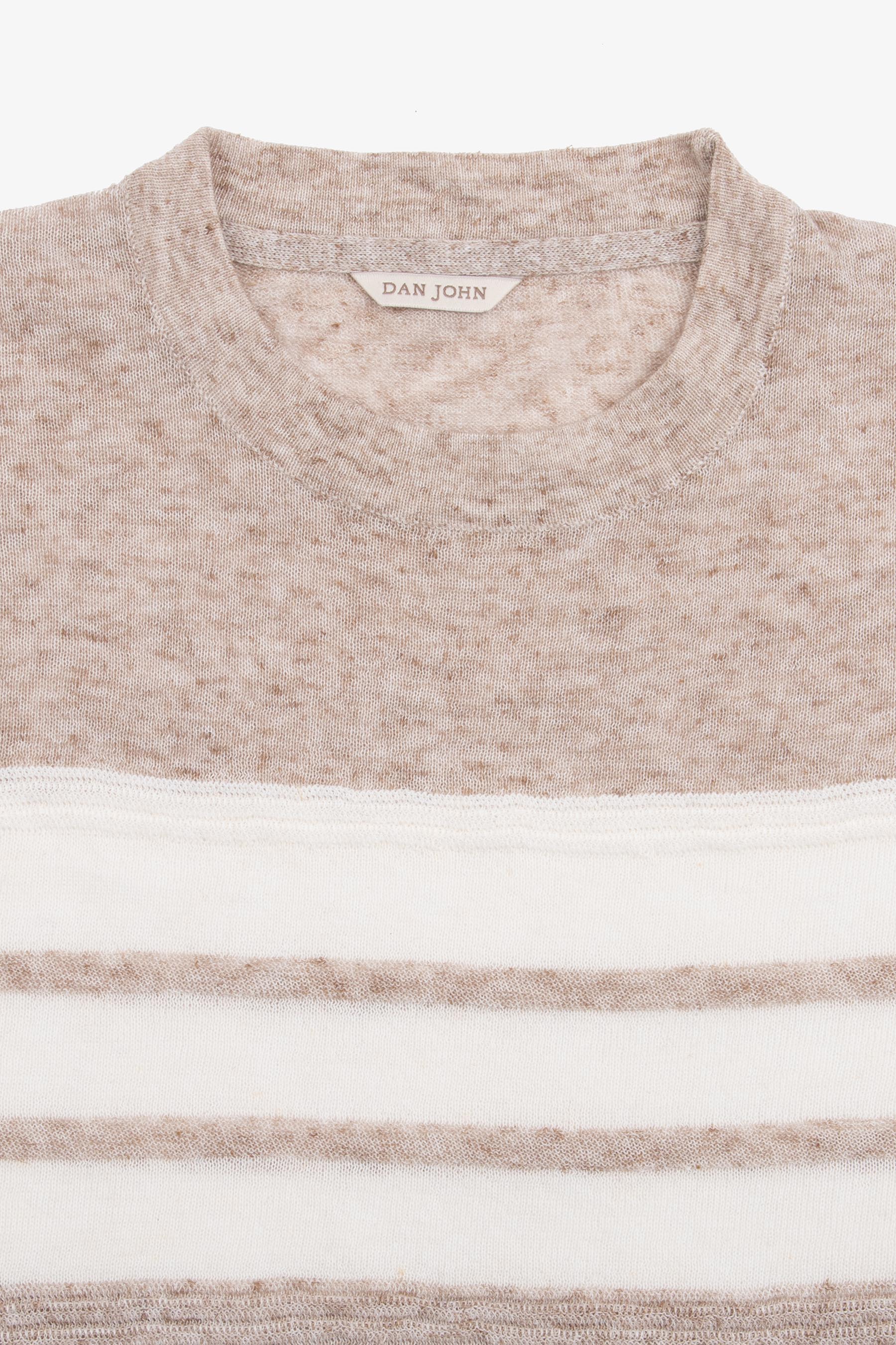 T-shirt in maglia a righe beige-Dan John