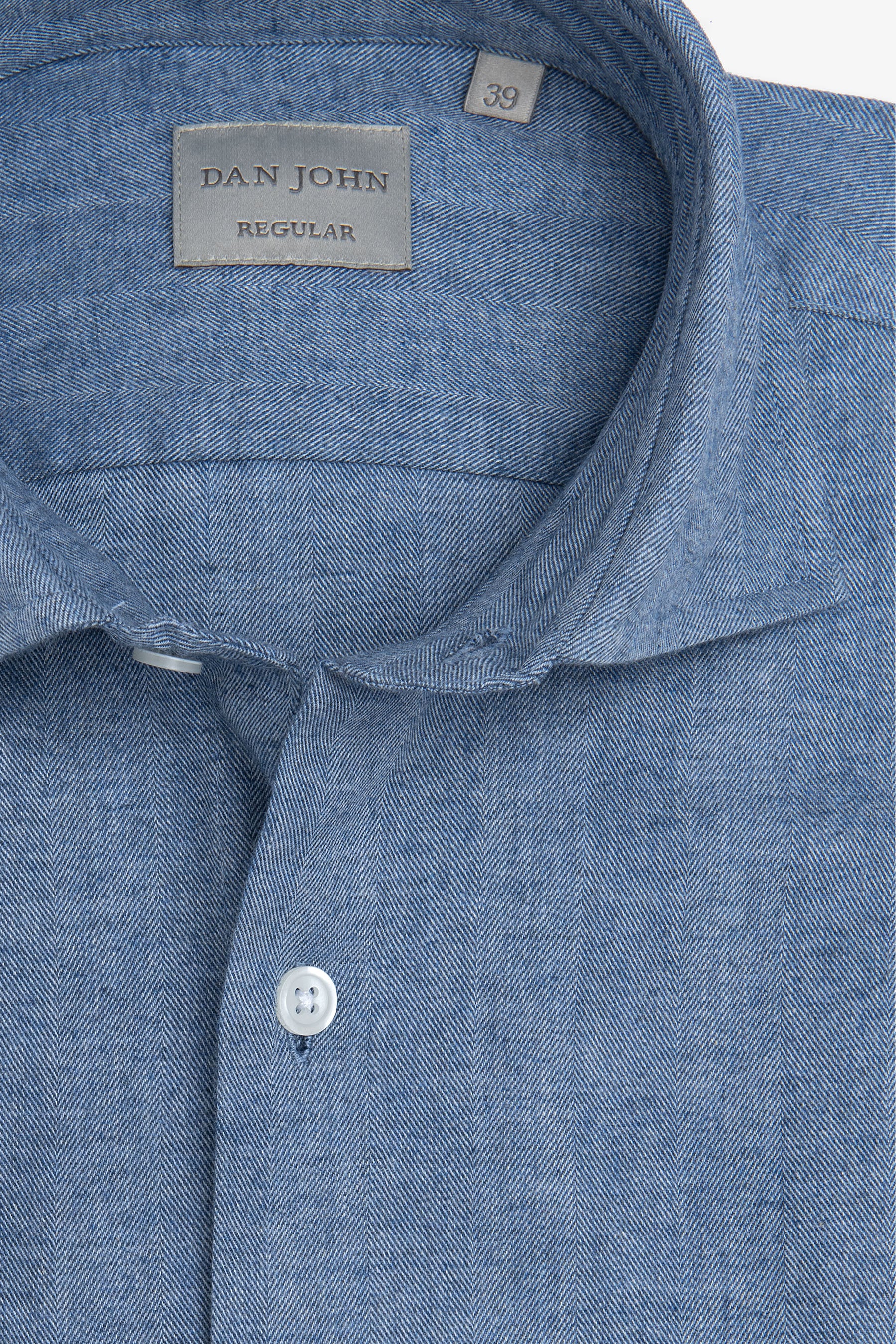 Camicia in flanella spigata celeste-Dan John