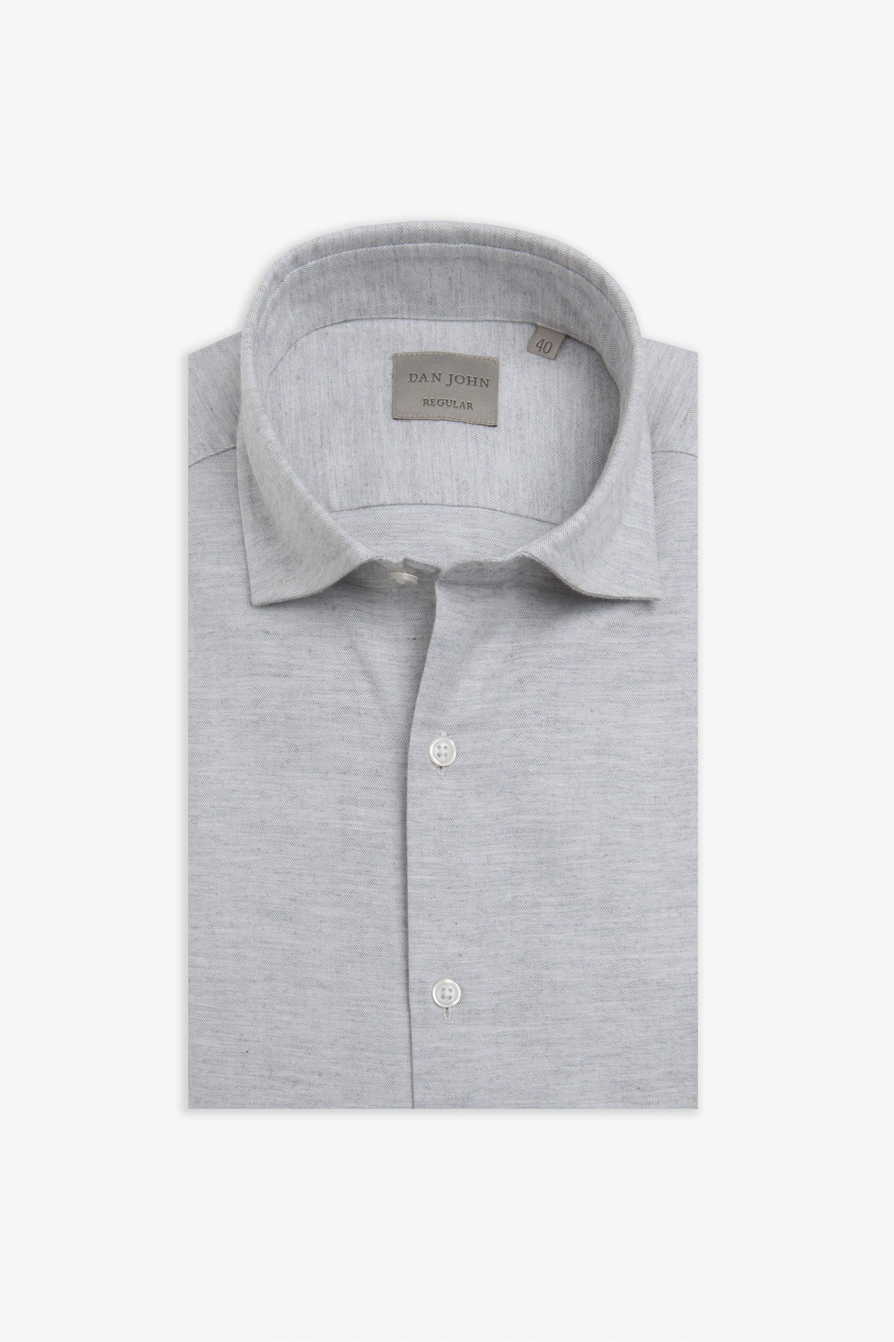 Camicia in flanella spigata grigio chiaro-Dan John