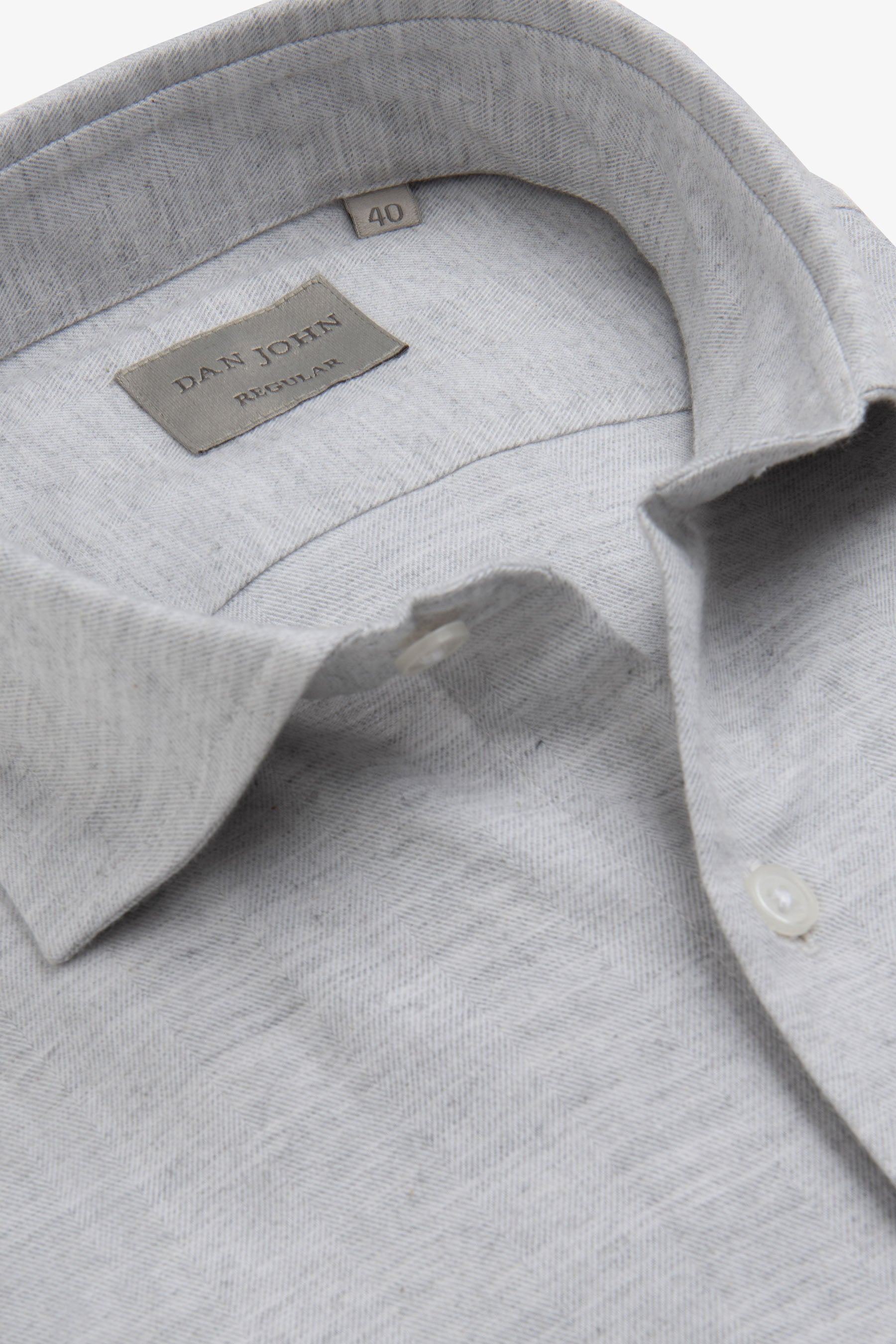 Camicia in flanella spigata grigio chiaro-Dan John